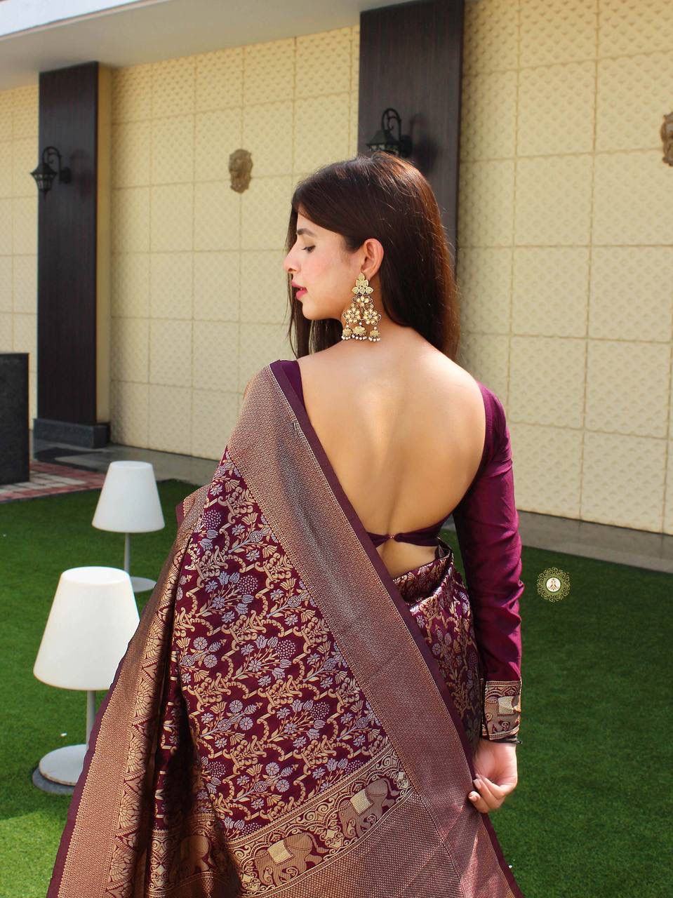 Purple Palkhi Silk Woven Kanjivaram Saree