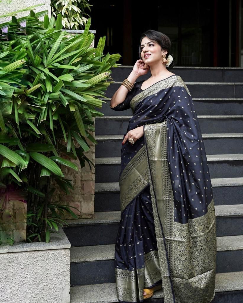 Black Silk Woven Banarasi Saree