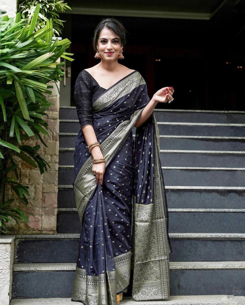 Black Silk Woven Banarasi Saree
