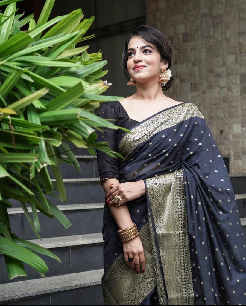 Black Silk Woven Banarasi Saree