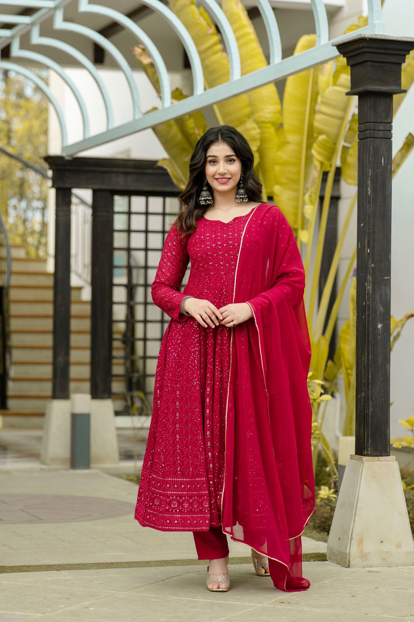 ATMIYA RED ANARKALI SUIT SET SC 6013