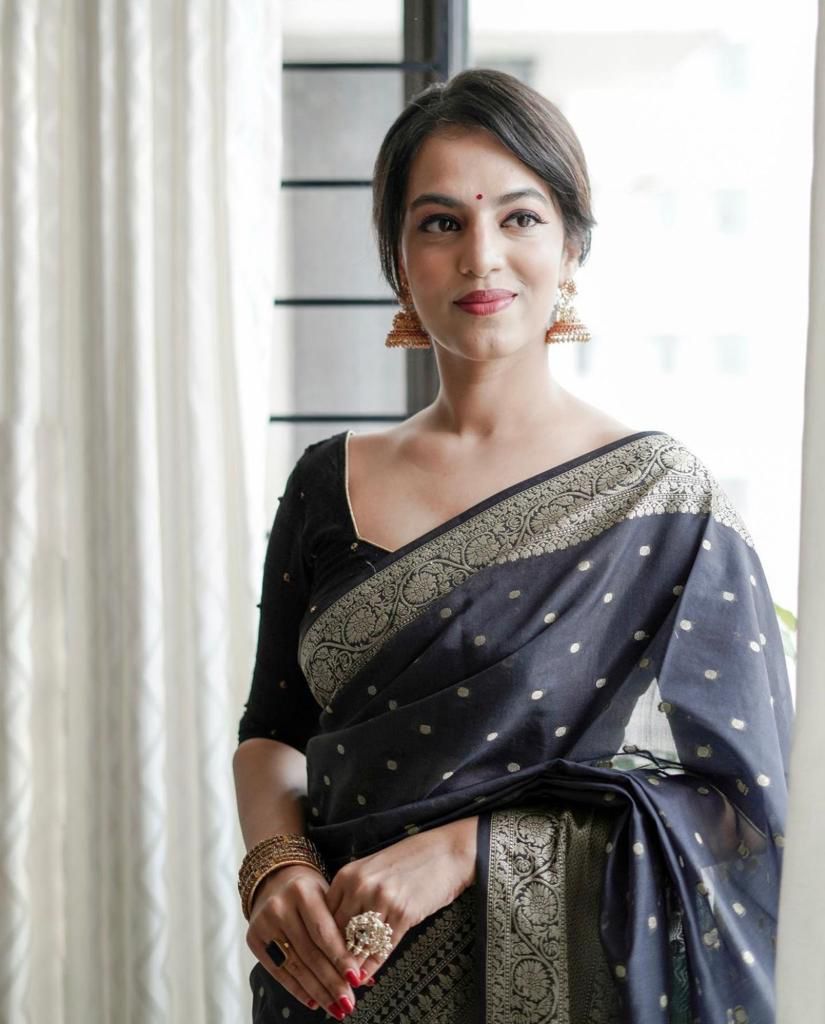 Black Silk Woven Banarasi Saree