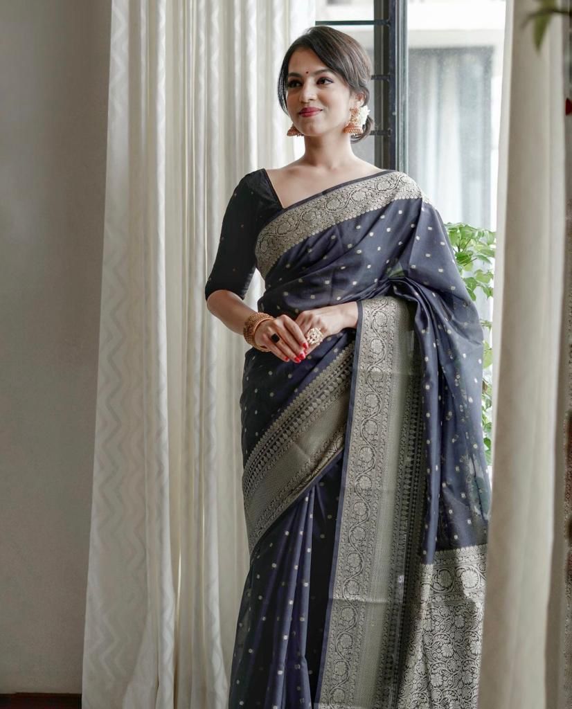 Black Silk Woven Banarasi Saree