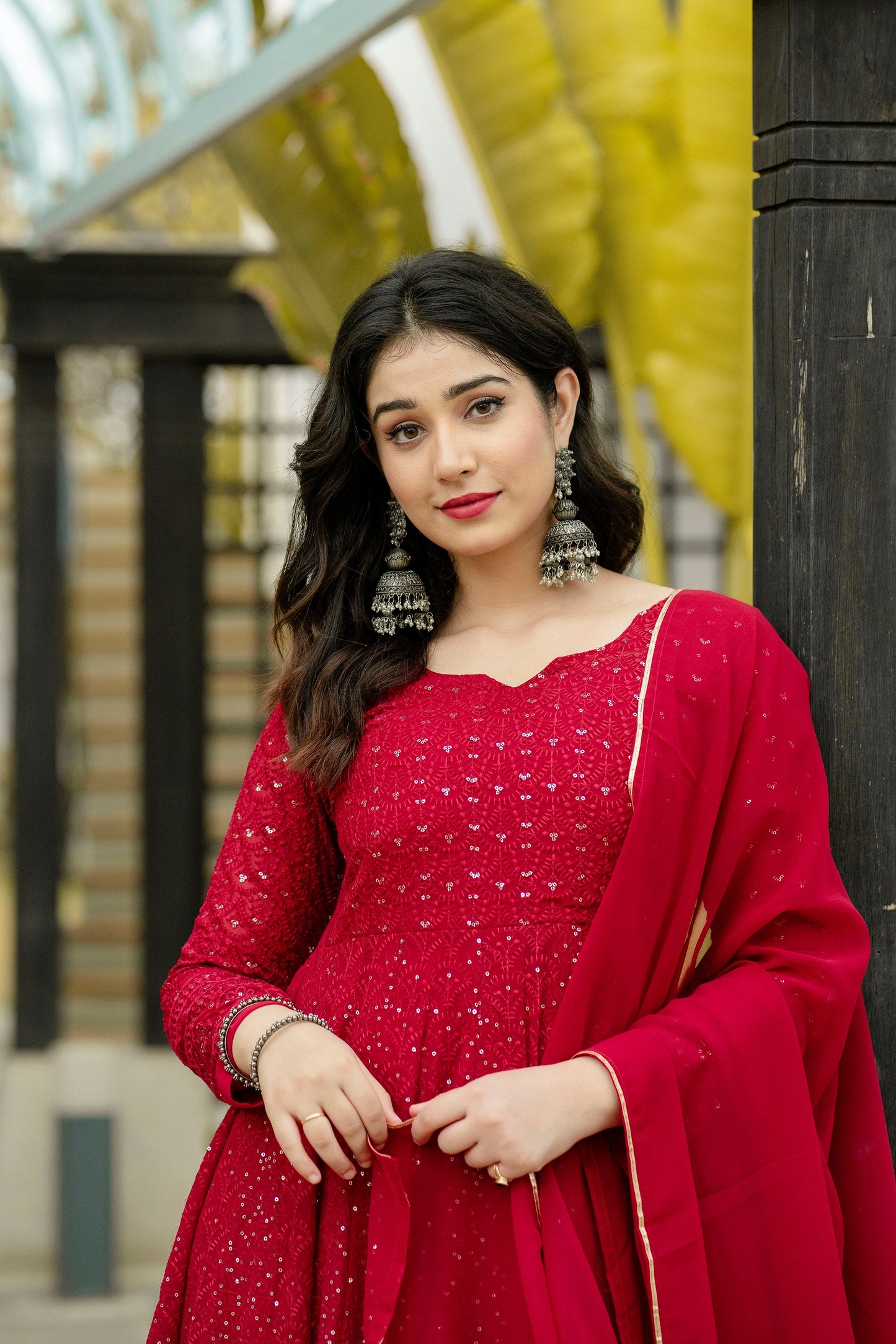 ATMIYA RED ANARKALI SUIT SET SC 6013