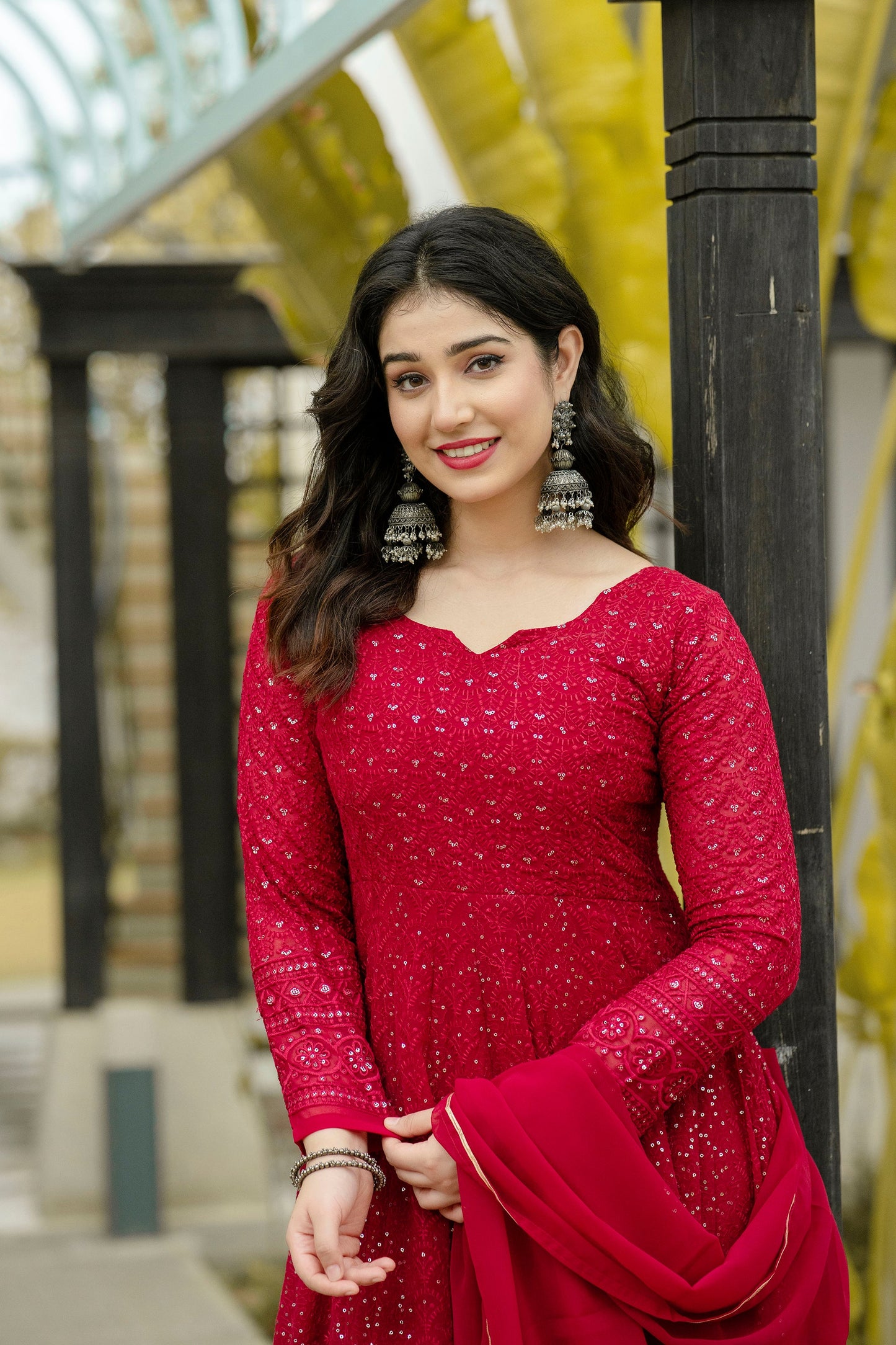 ATMIYA RED ANARKALI SUIT SET SC 6013