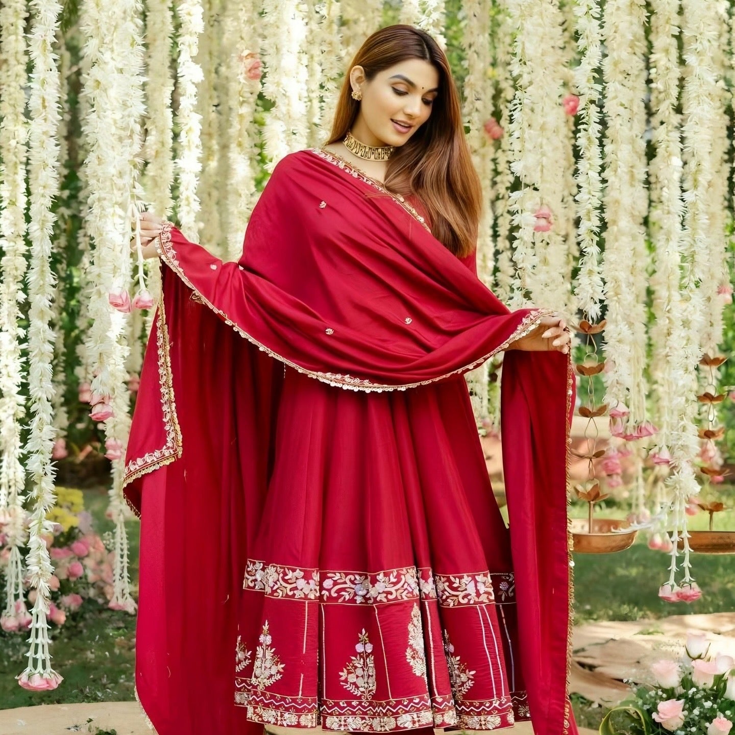 RIMMY RED COLOURED ANARKALI SUIT SET