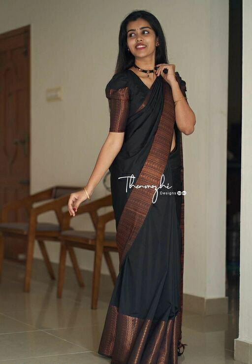 Black Silk Woven Banarasi Saree