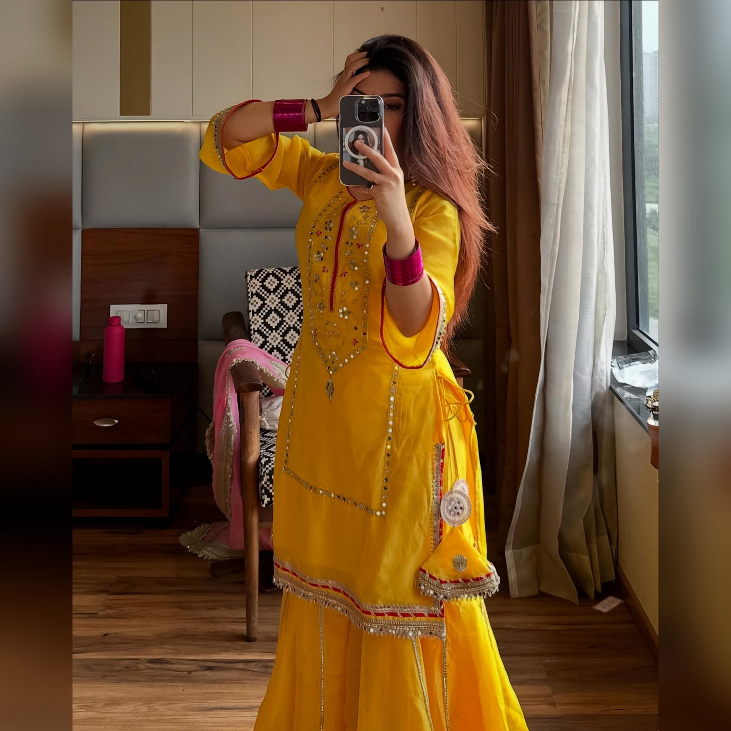 VRATIKLA NEON YELLOW COLOUR SHARARA SUIT