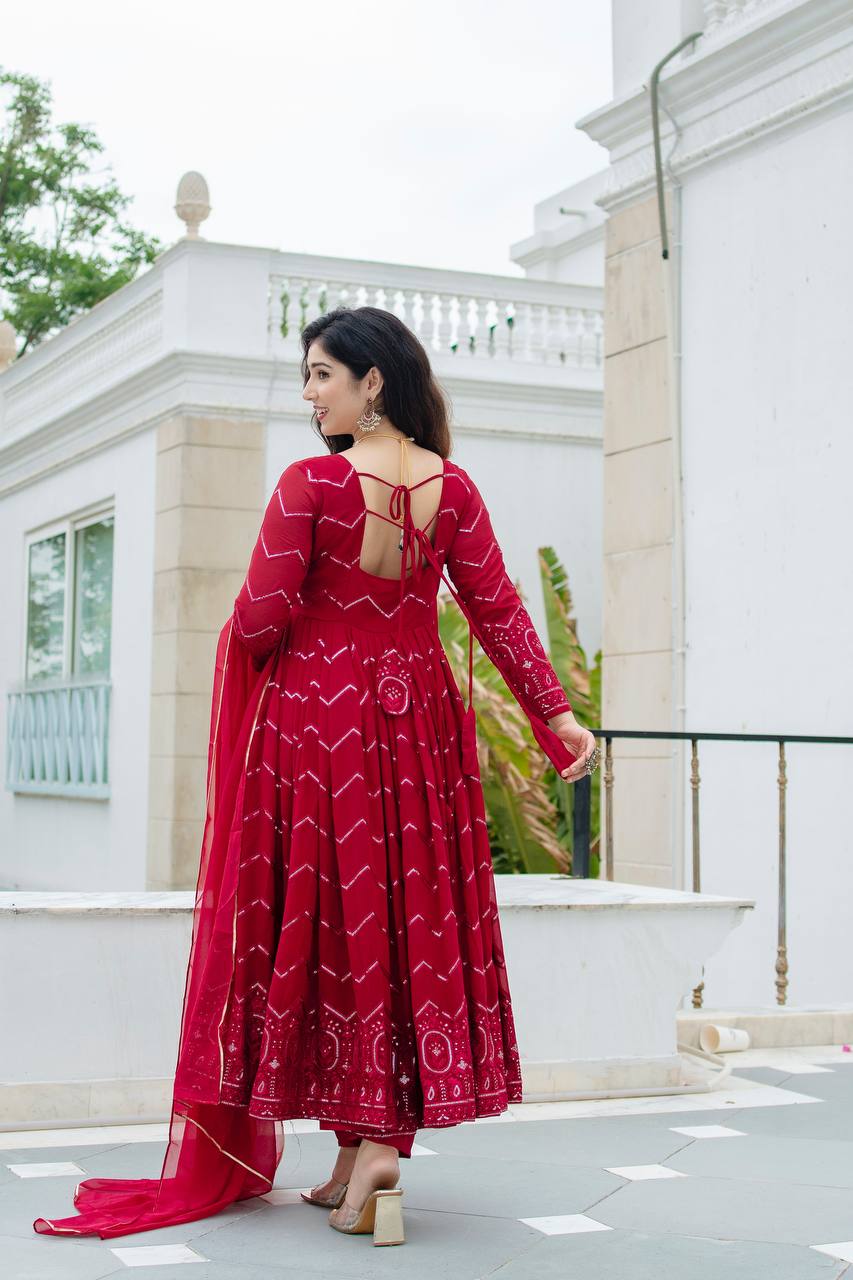 TRUPTI MARRON COLOURED ANARKALI SUIT SET SC 6016