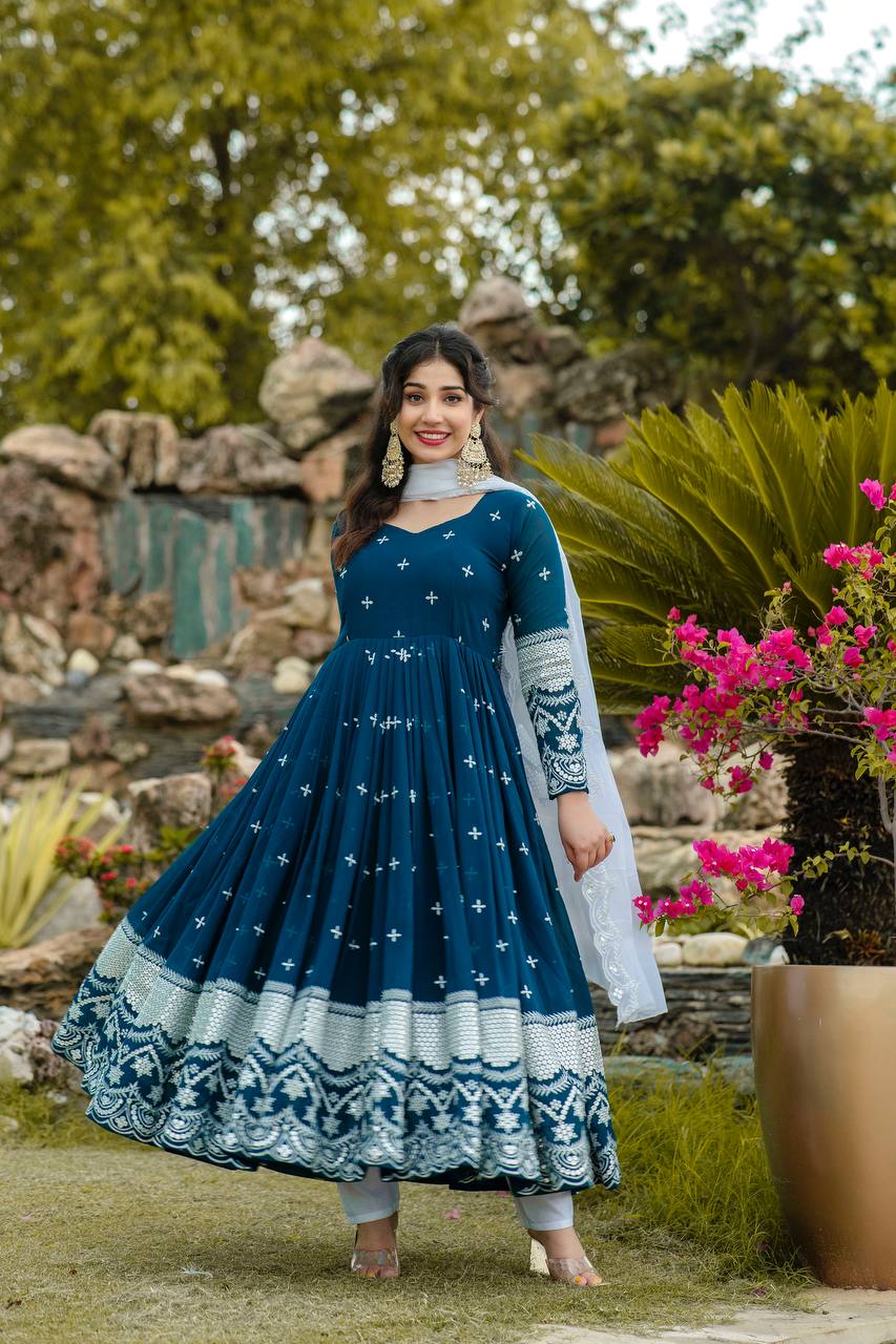 ZENNY EMBROIDERY WORKED ANARKALI SUIT SET SC 6018