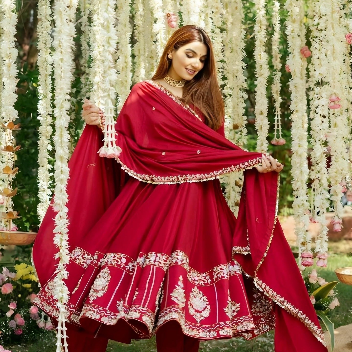 RIMMY RED COLOURED ANARKALI SUIT SET
