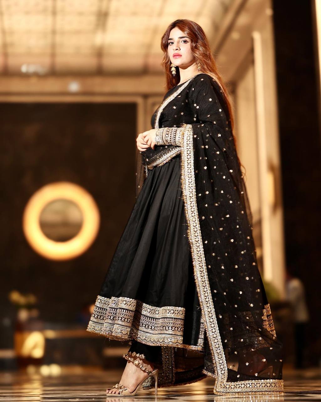 KAIYARA BLACK COLOUR ANARKALI SUIT SET