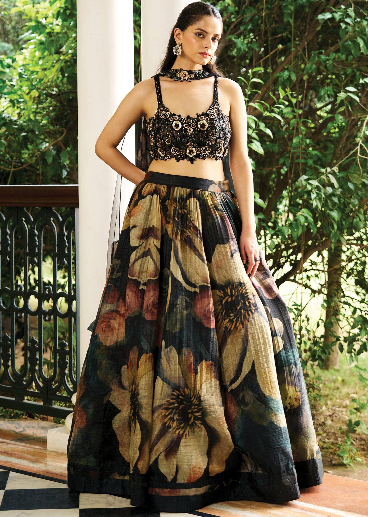 Black Organza Lehenga