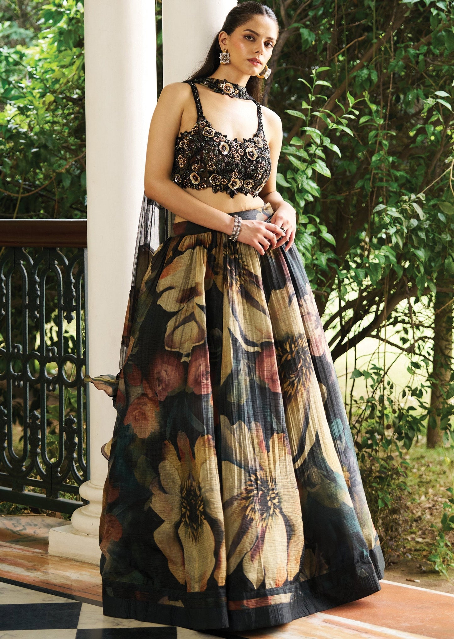 Black Organza Lehenga