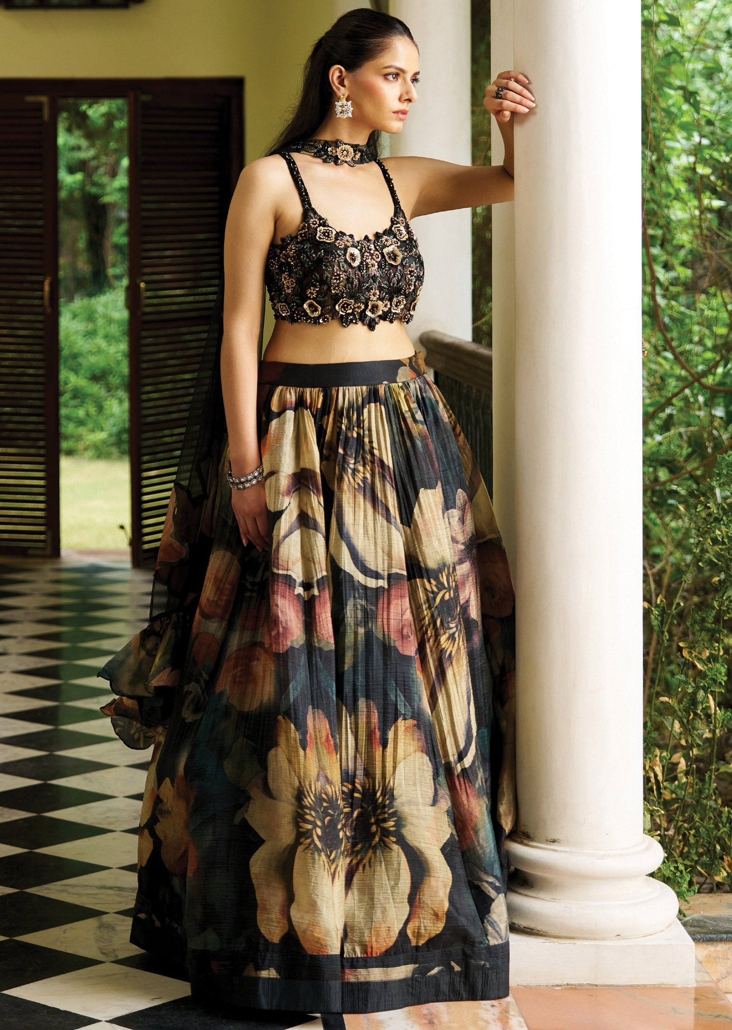 Black Organza Lehenga