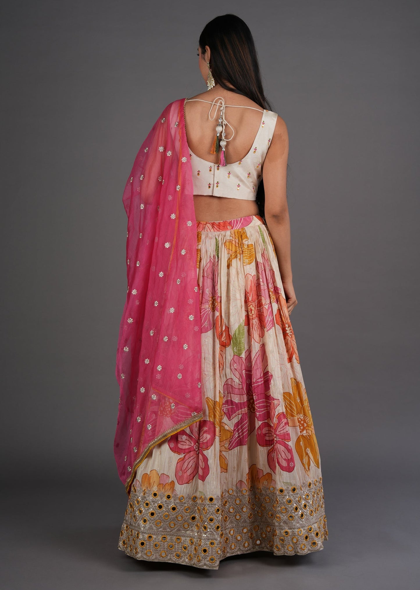 Biege Tissue Silk Lehenga