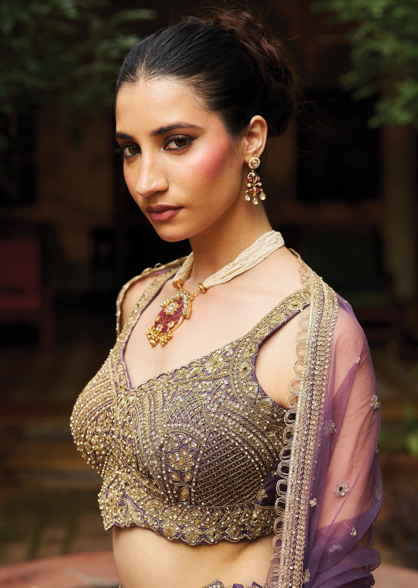 Mauve Silk Lehenga