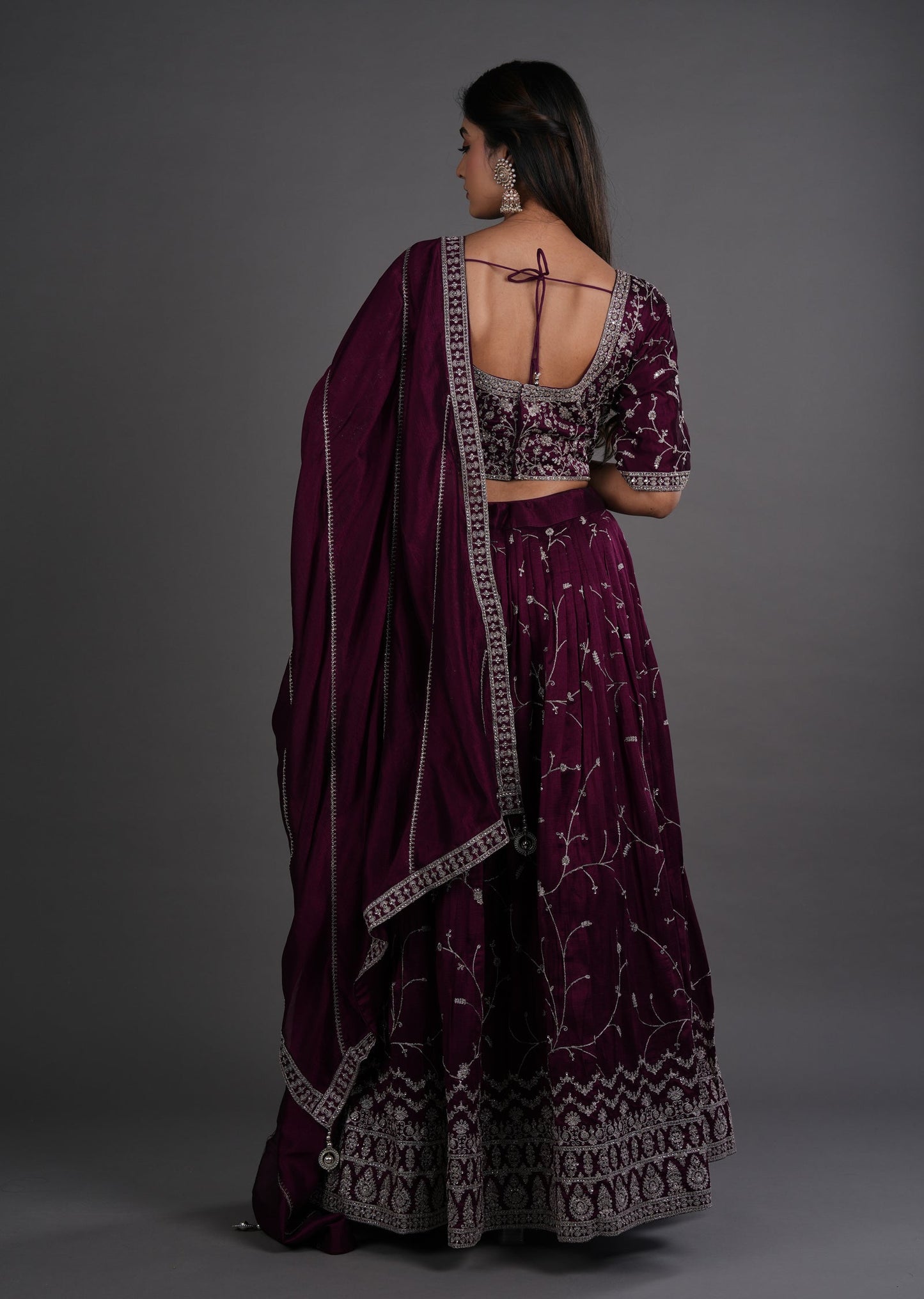Wine Silk Lehenga