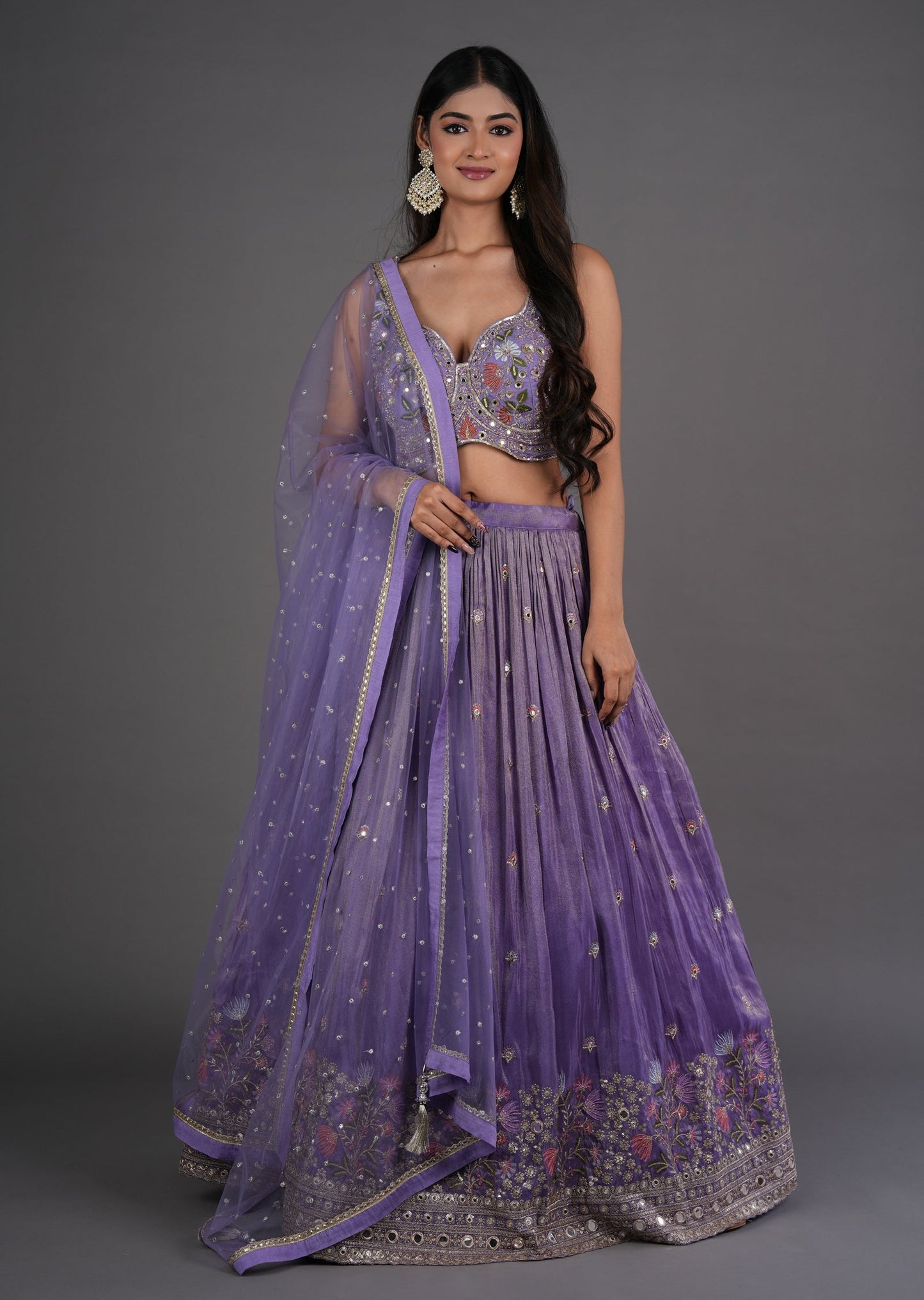 Lavender Tissue Silk Lehenga