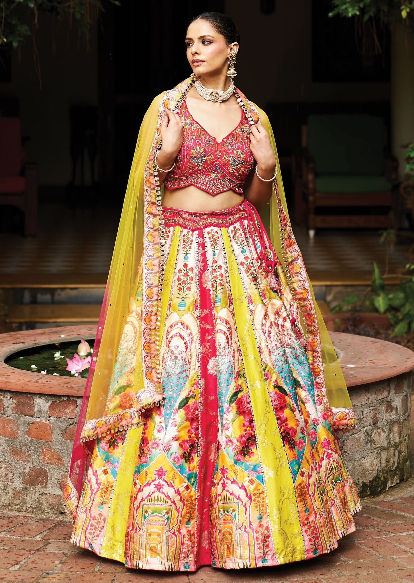 Multi Colour Silk Lehenga