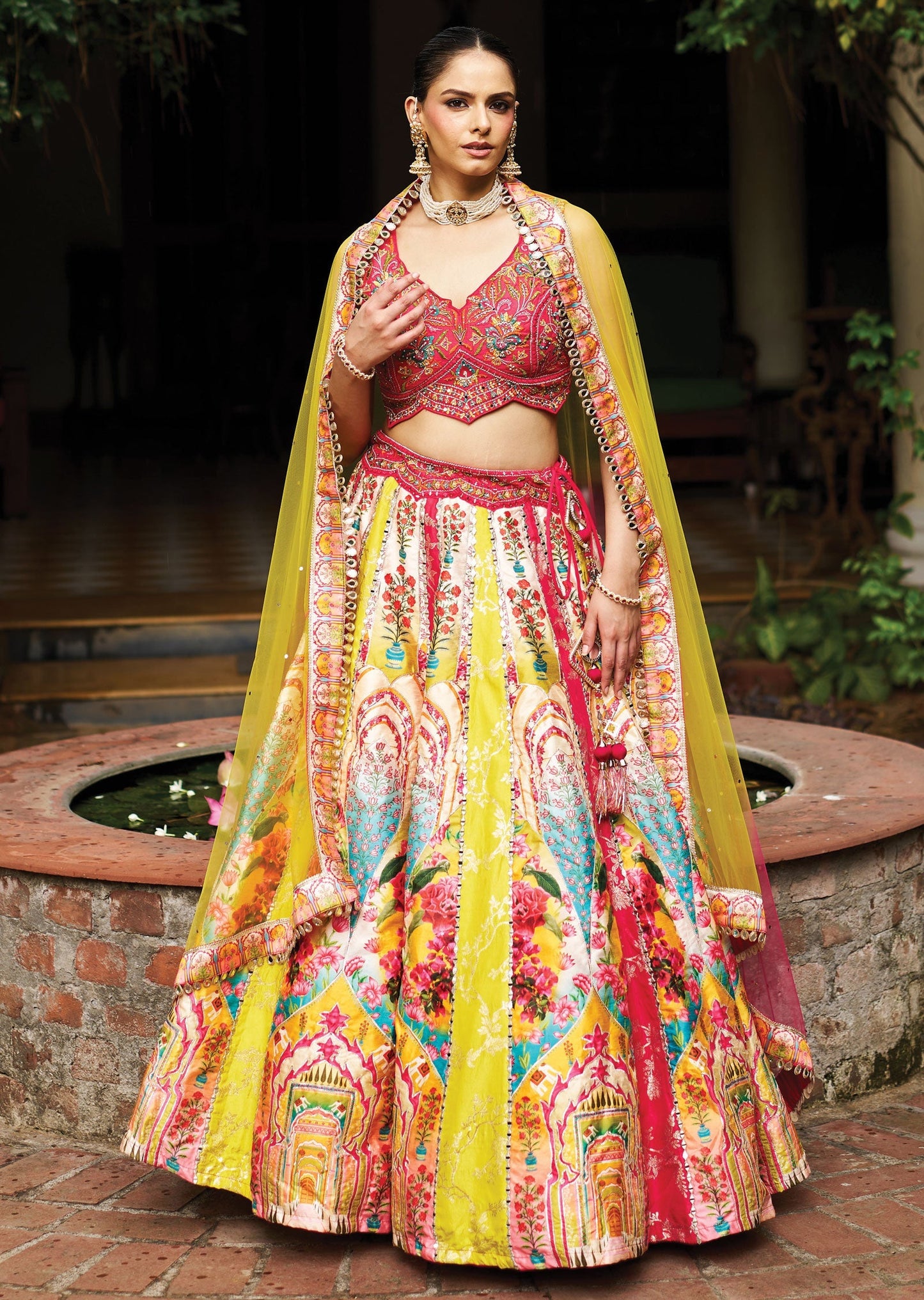 Multi Colour Silk Lehenga