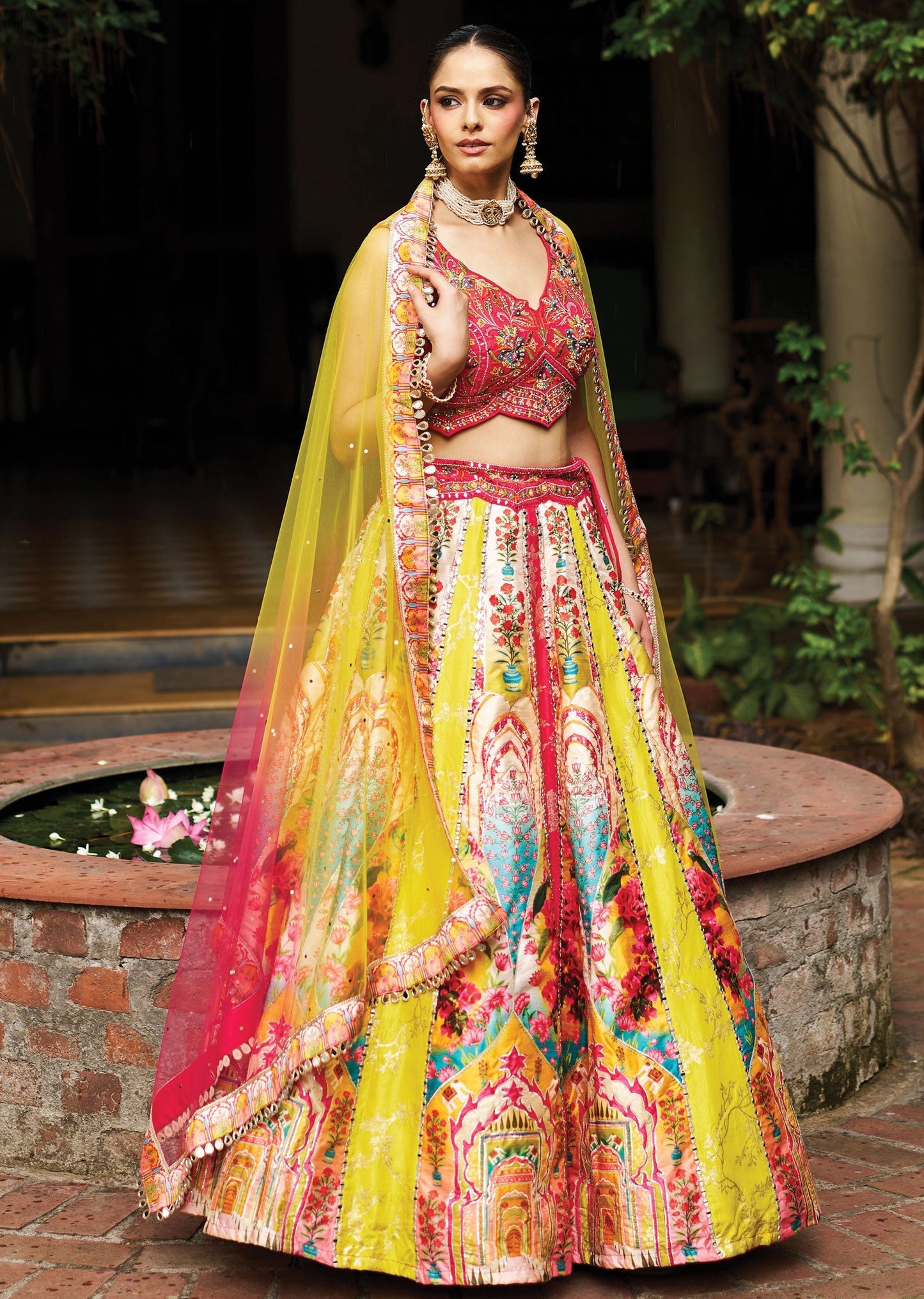 Multi Colour Silk Lehenga