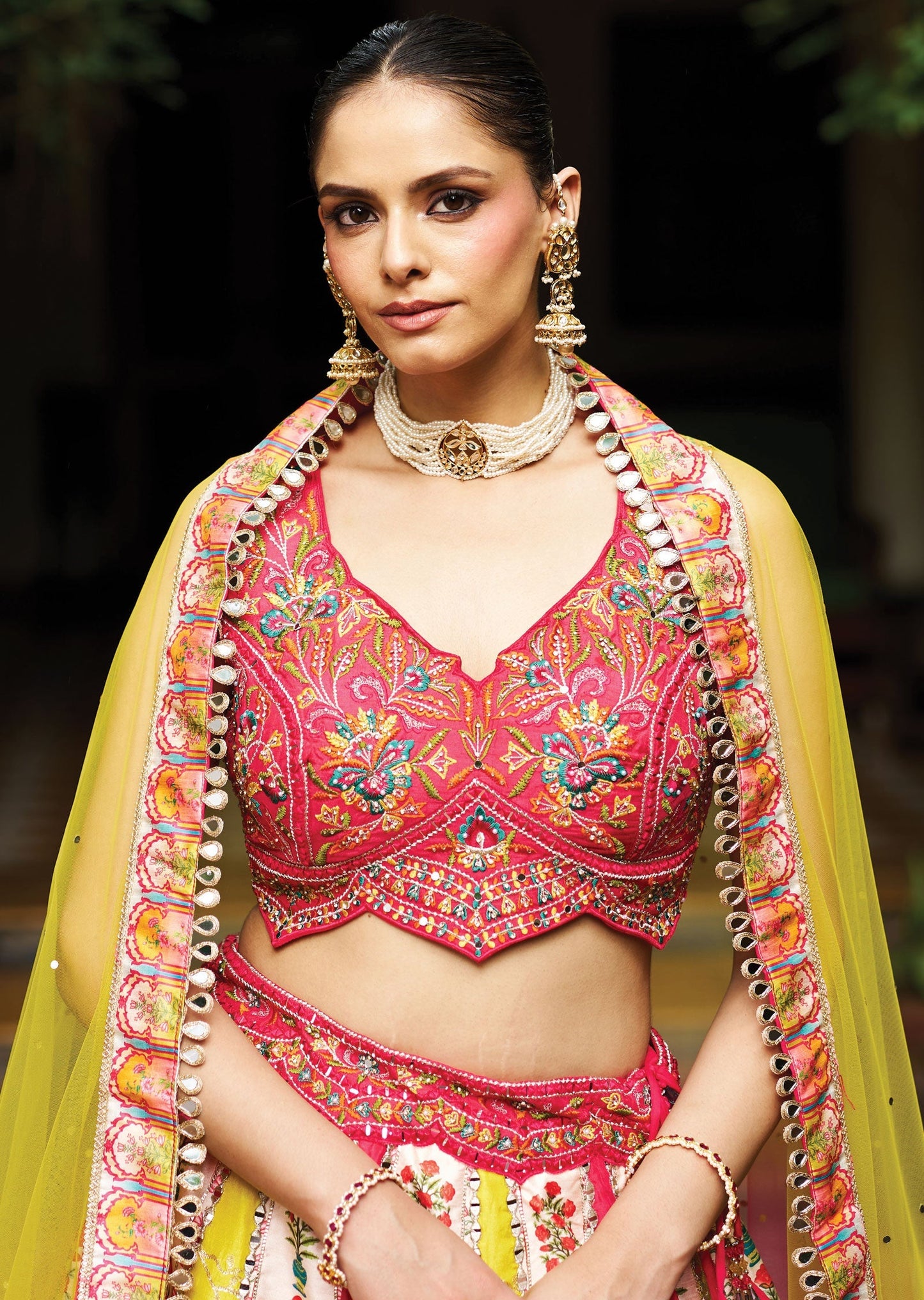 Multi Colour Silk Lehenga
