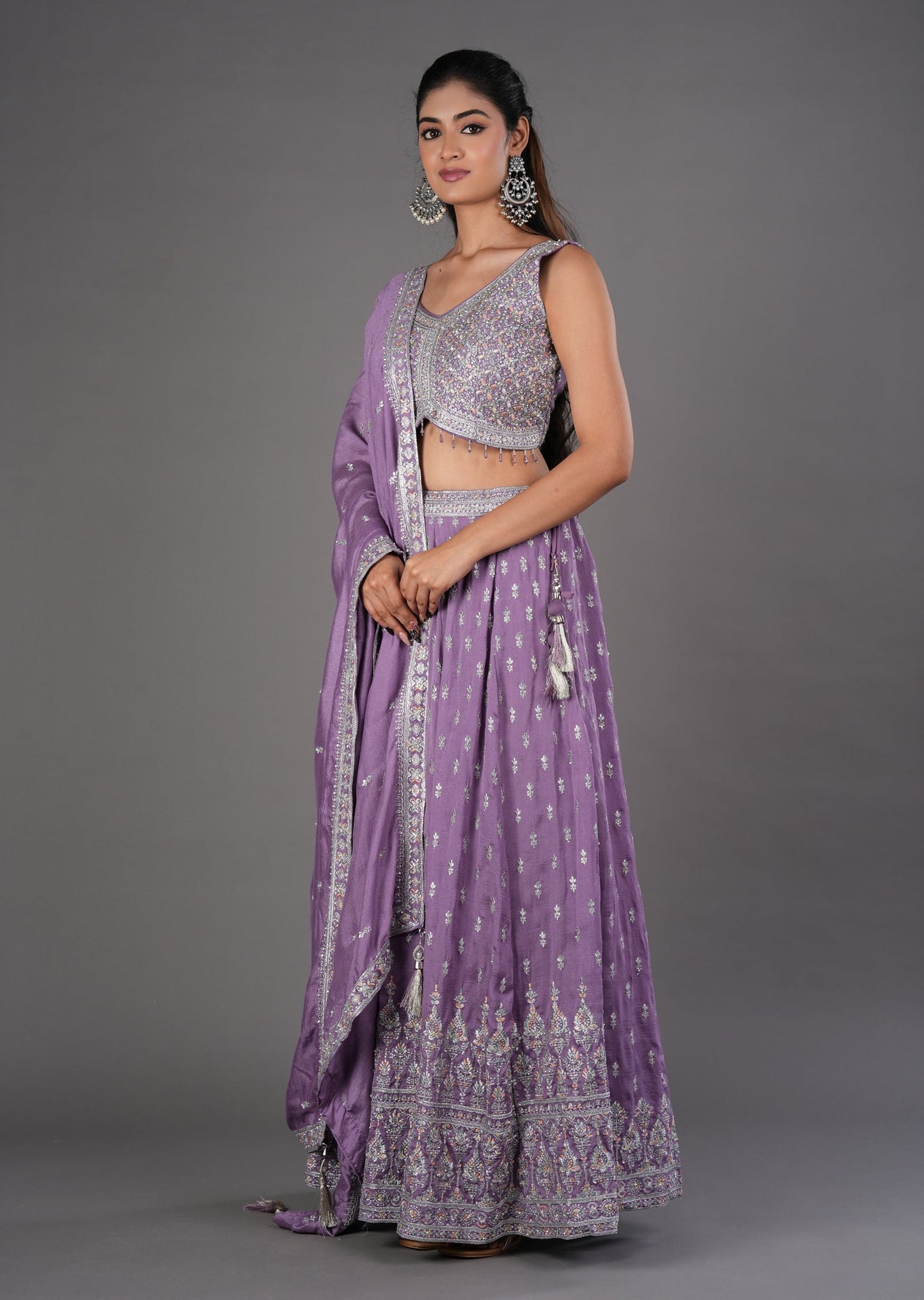 Lilac Silk Lehenga