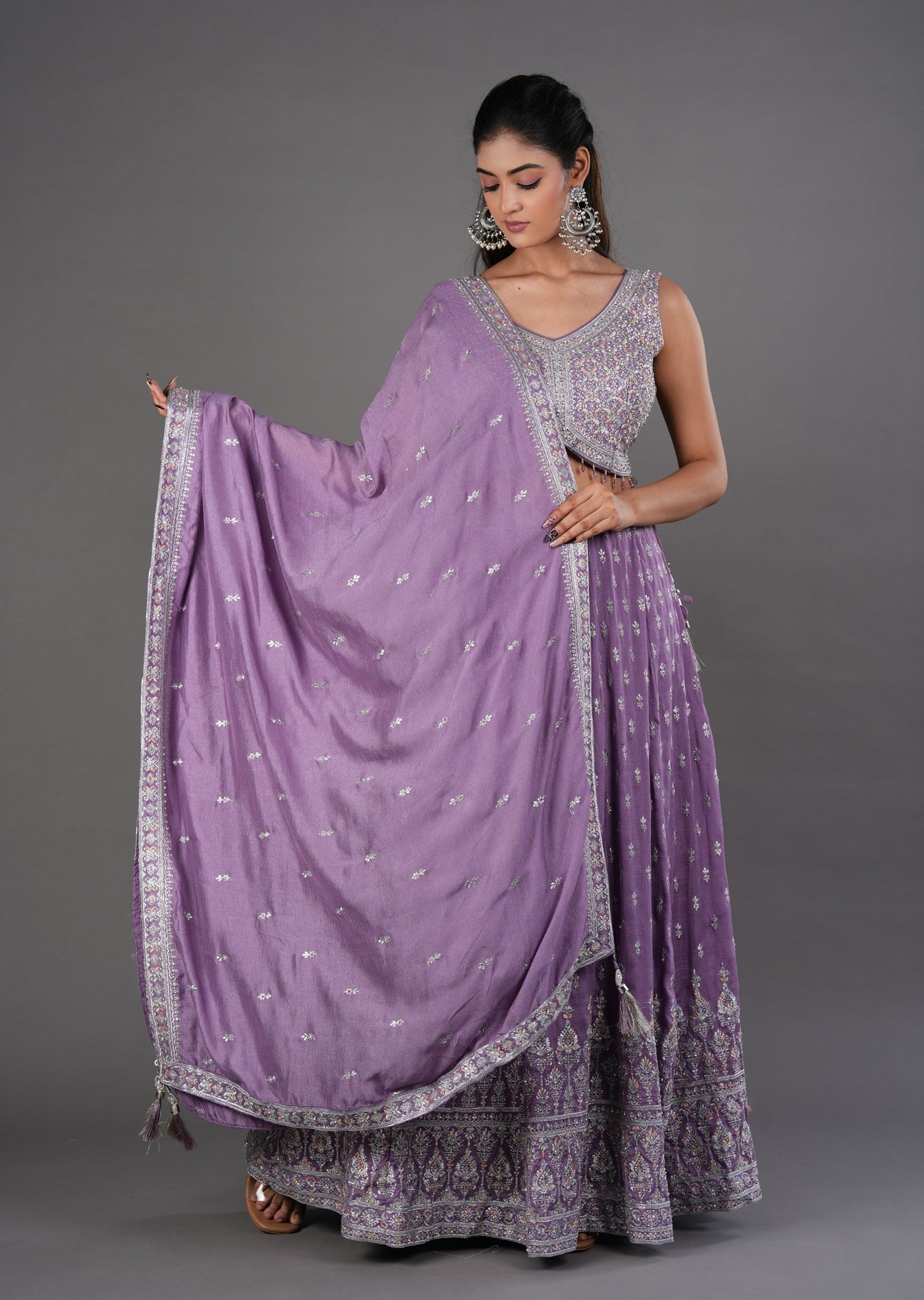 Lilac Silk Lehenga
