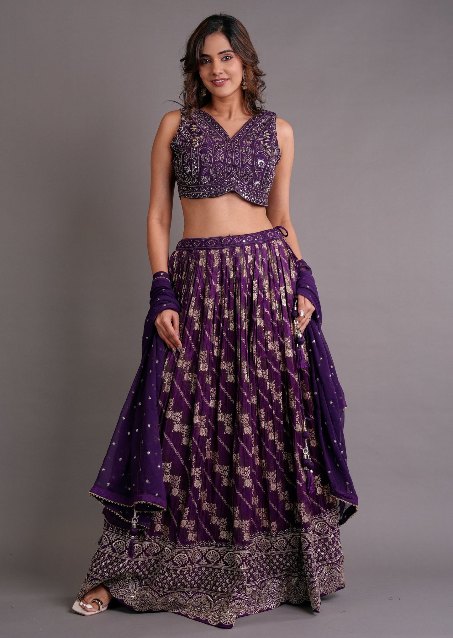 Purple Silk Lehenga