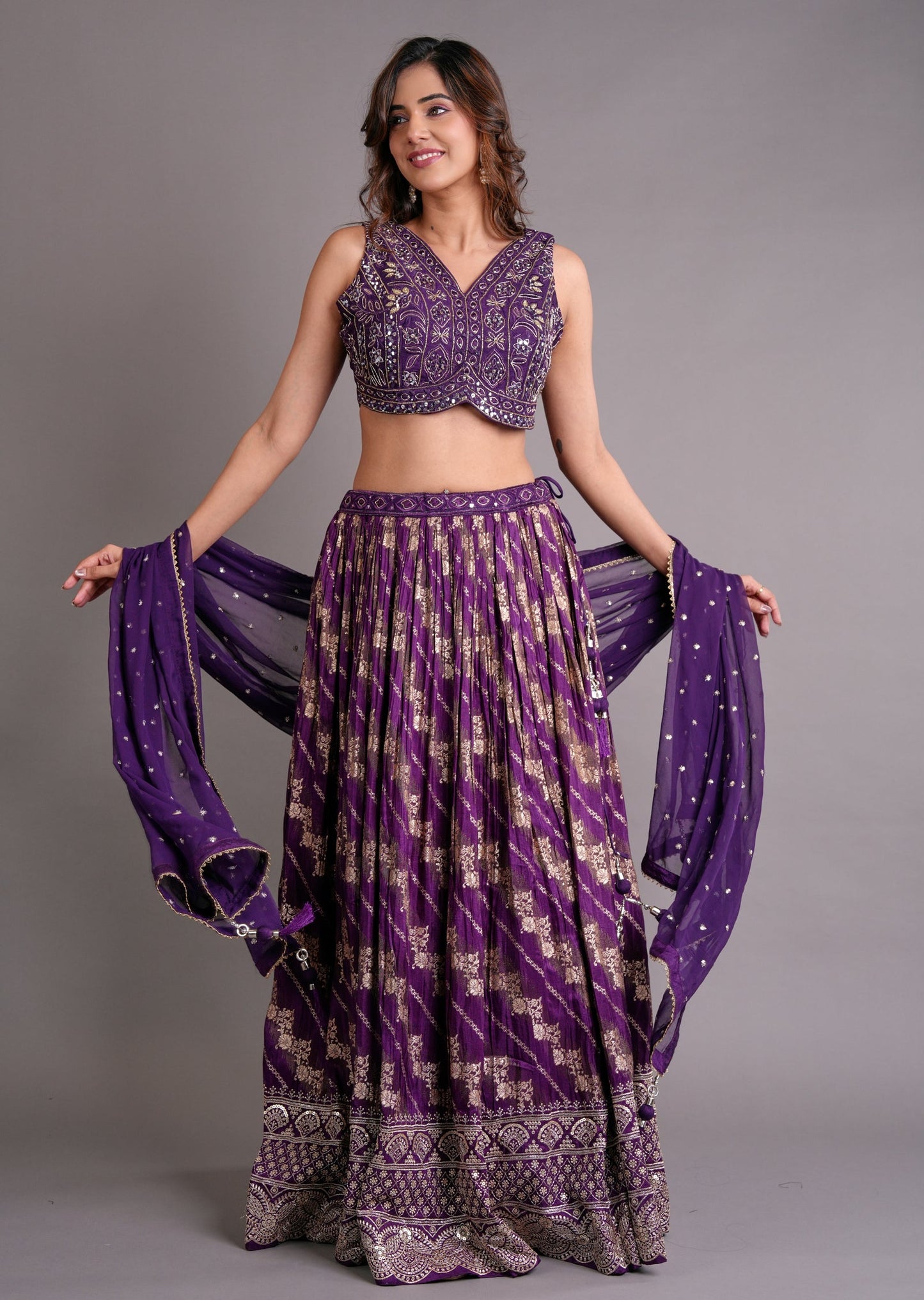 Purple Silk Lehenga