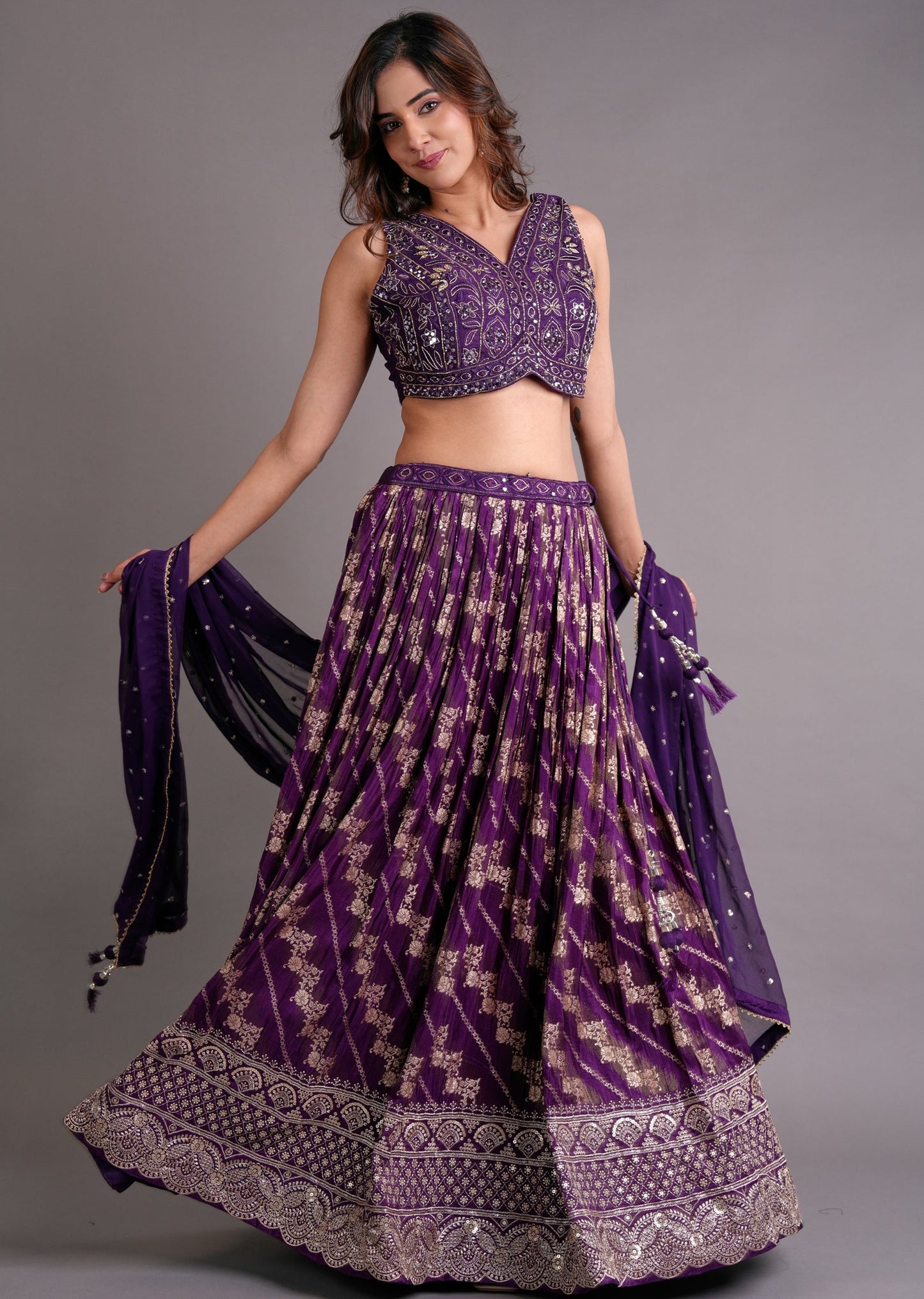 Purple Silk Lehenga