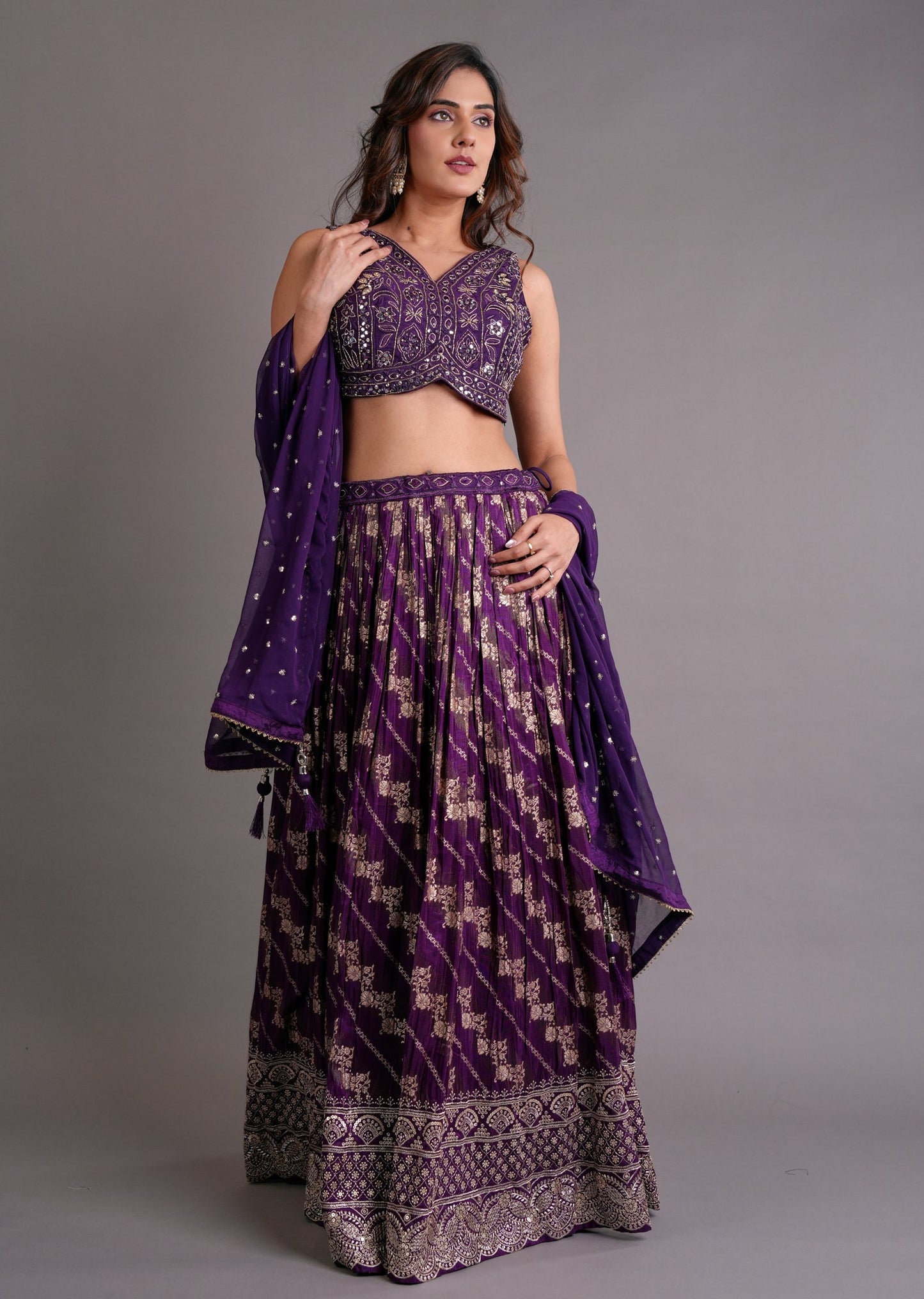 Purple Silk Lehenga