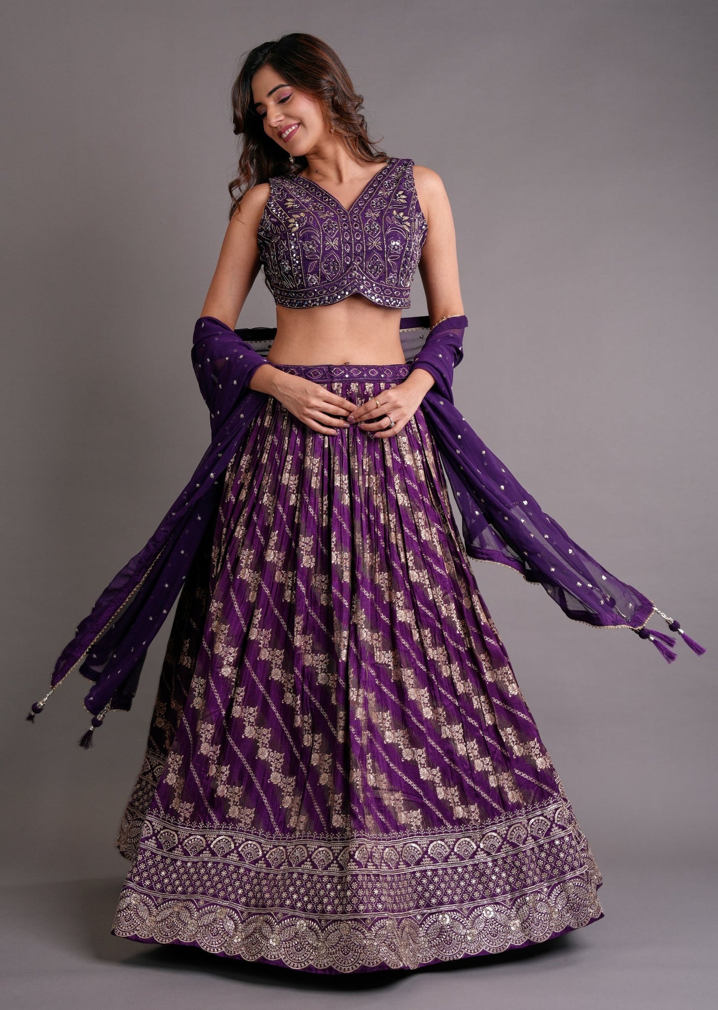 Purple Silk Lehenga