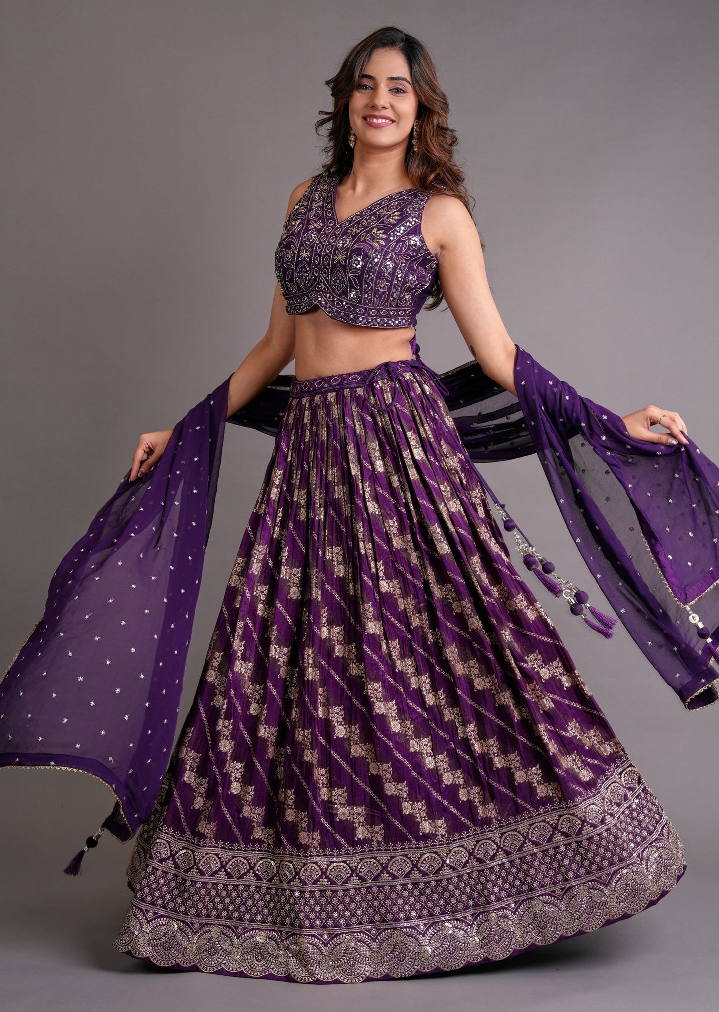 Purple Silk Lehenga