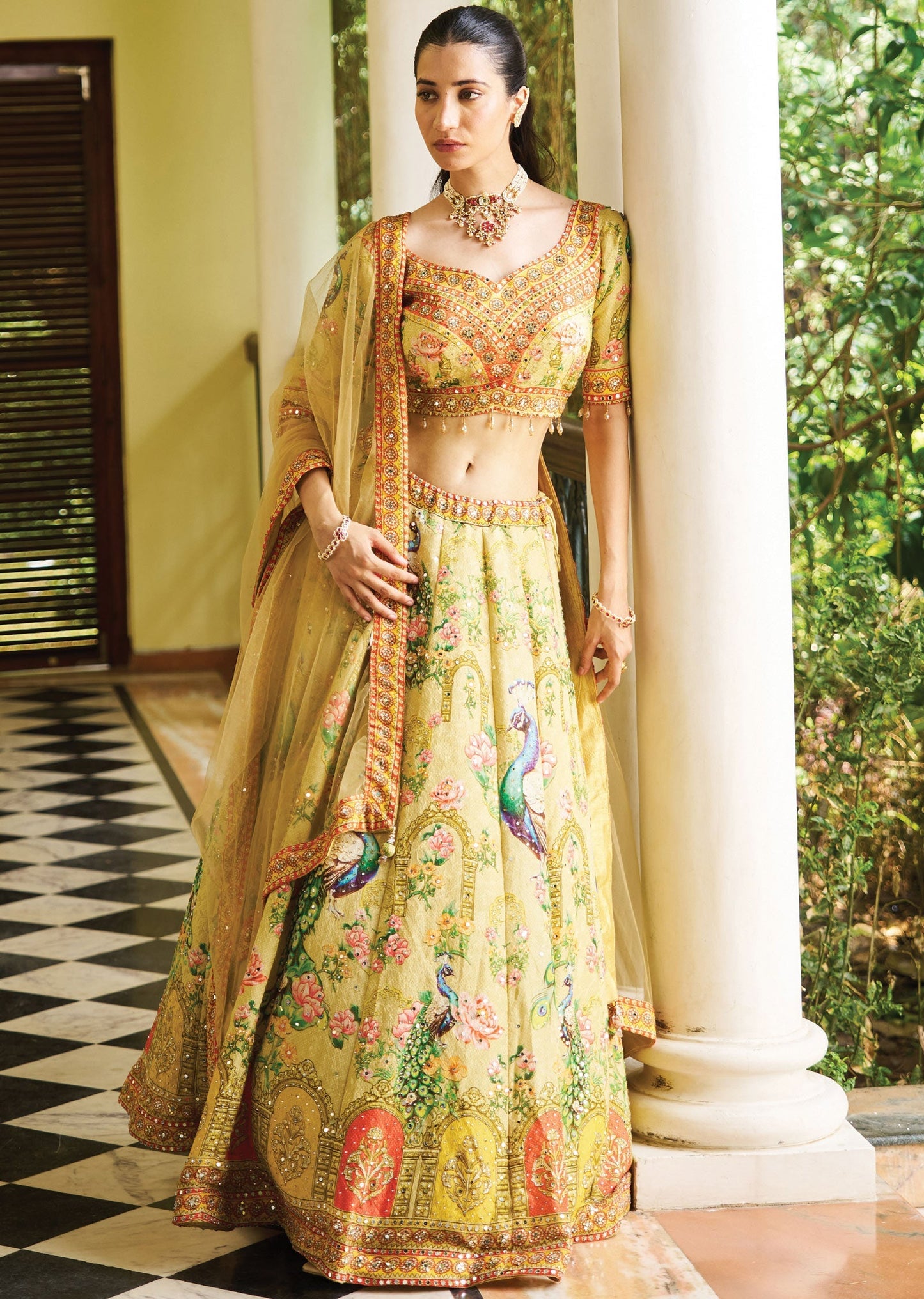 Yellow Tissue Silk Lehenga