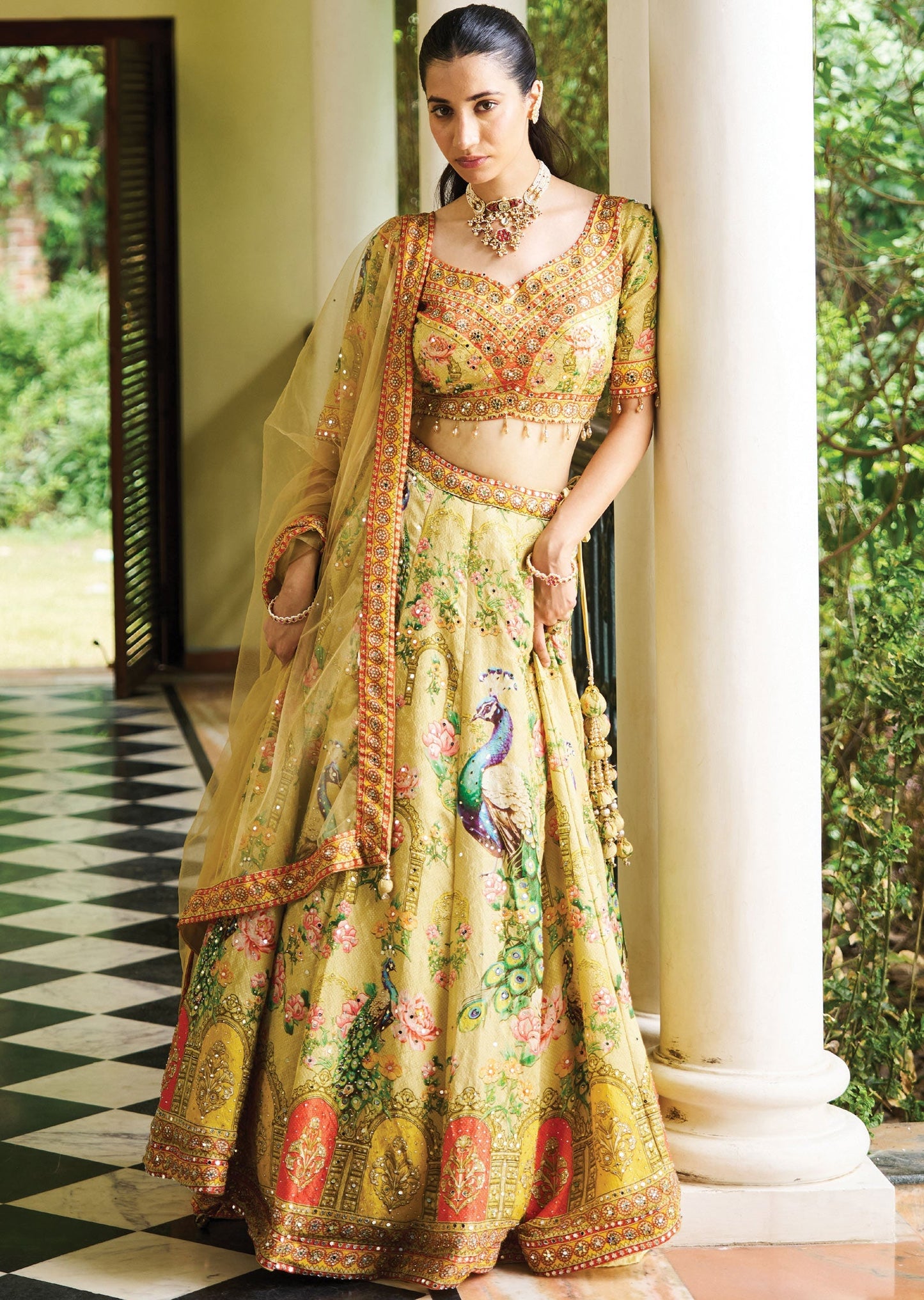 Yellow Tissue Silk Lehenga