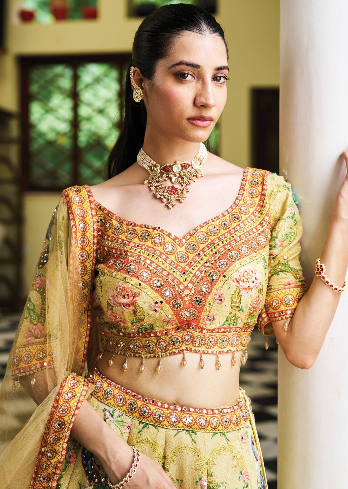 Yellow Tissue Silk Lehenga