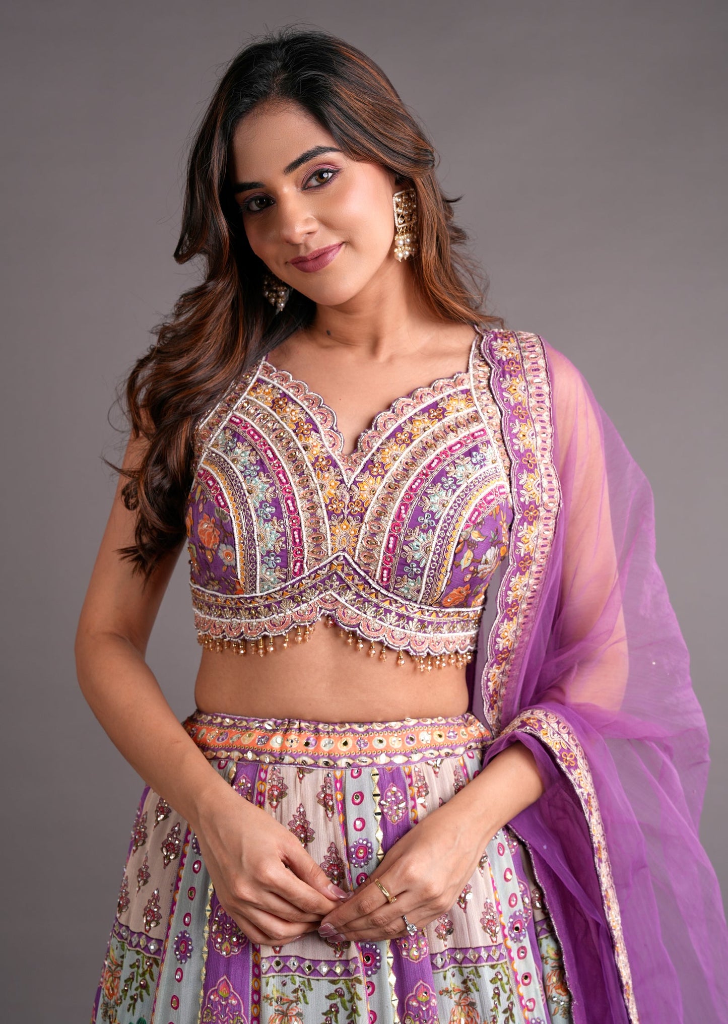 Multi Colour Silk Lehenga