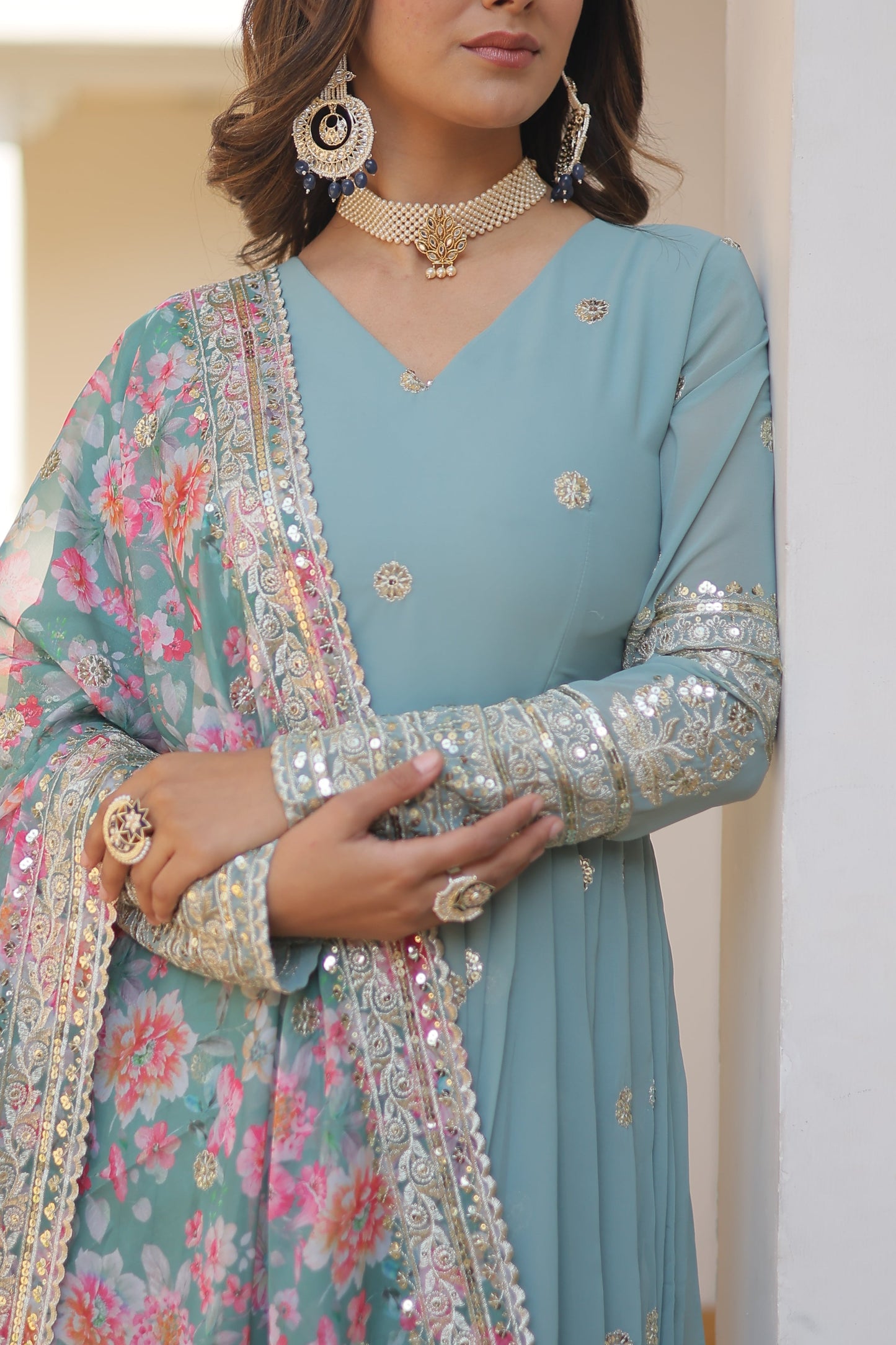 NISHA READYMADE FENCY GOWN WITH DUPATTA SET LW 131