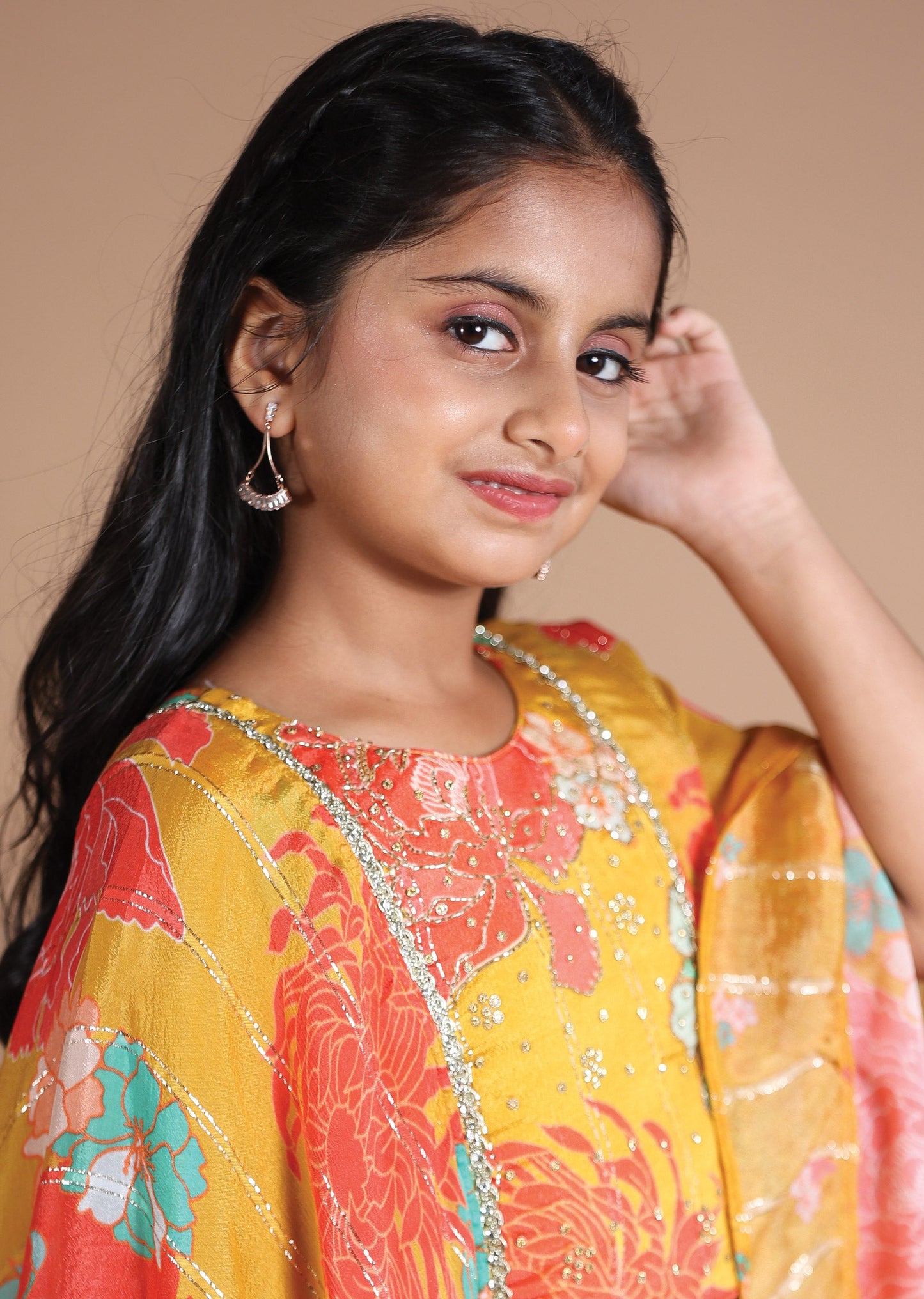 Mustard Chinnon Kids lehenga