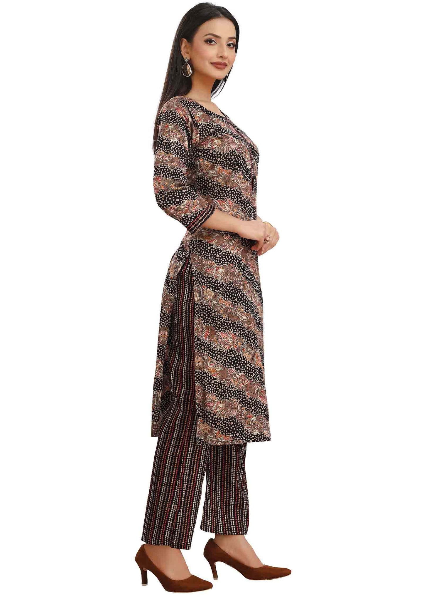 Black Modal Printed Kurti Sets
