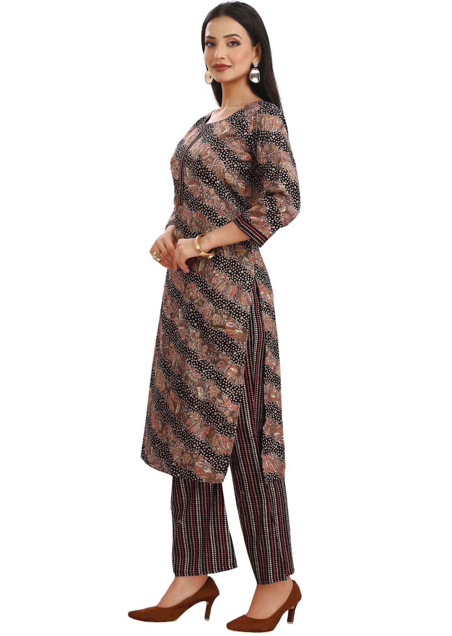 Black Modal Printed Kurti Sets