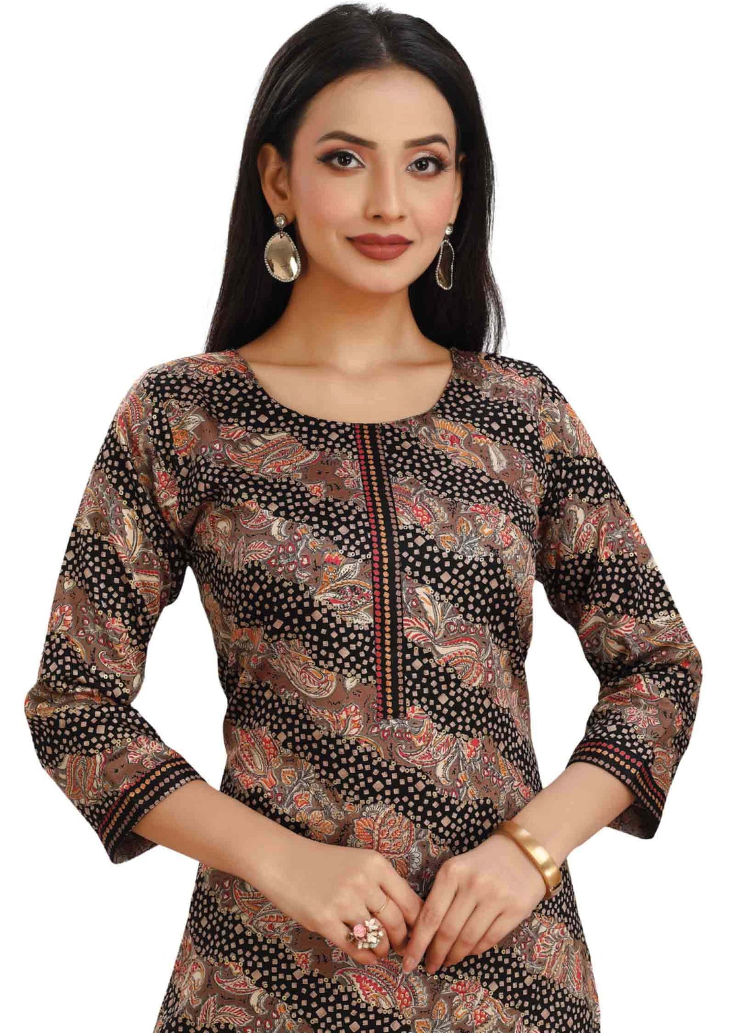 Black Modal Printed Kurti Sets
