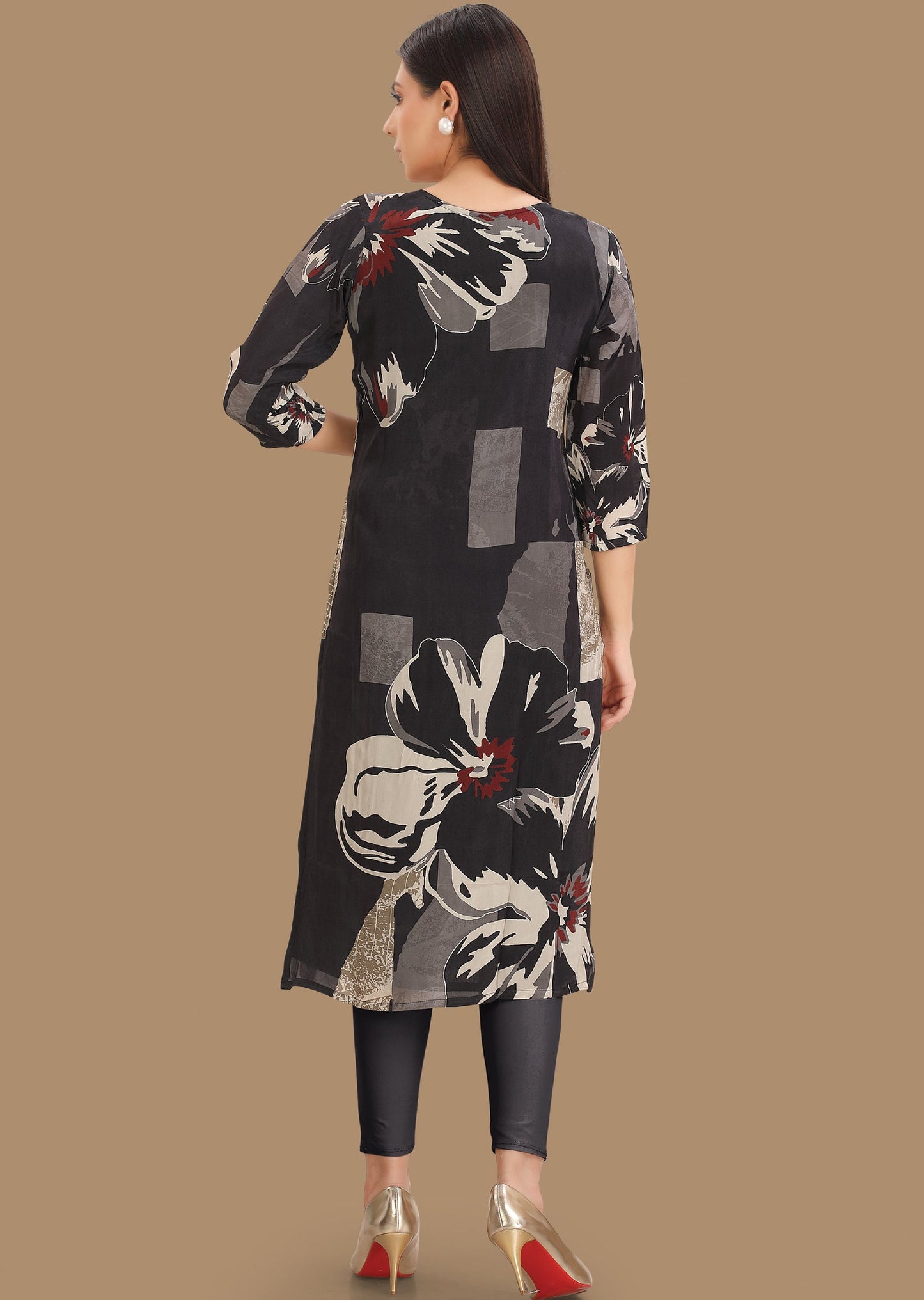 Black Crepe Straight Cut Kurti