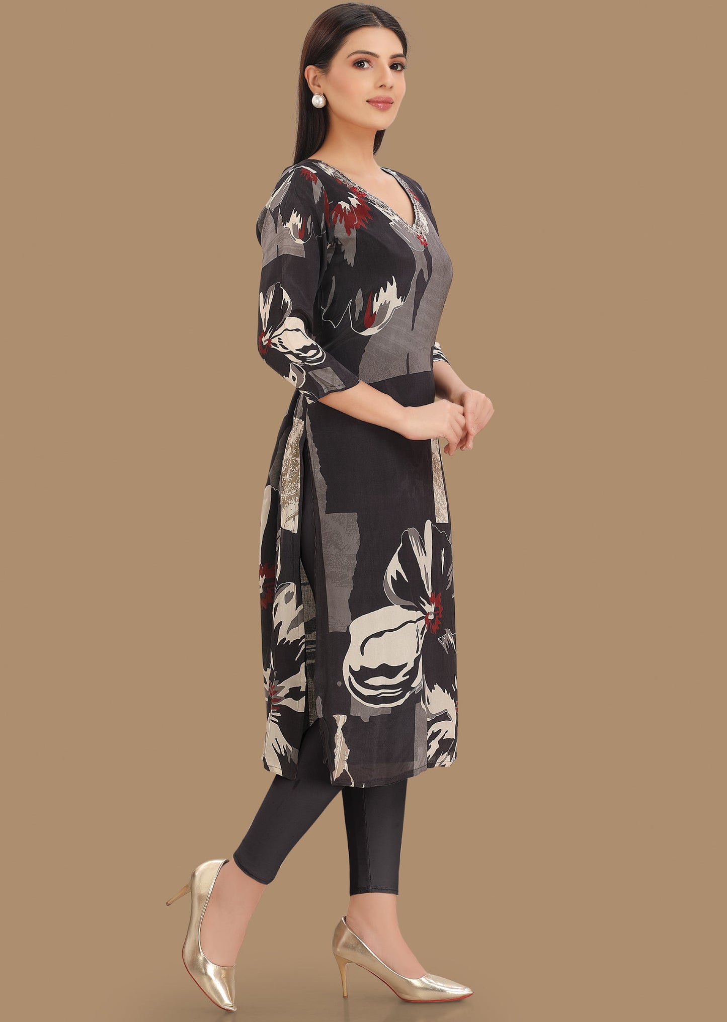 Black Crepe Straight Cut Kurti