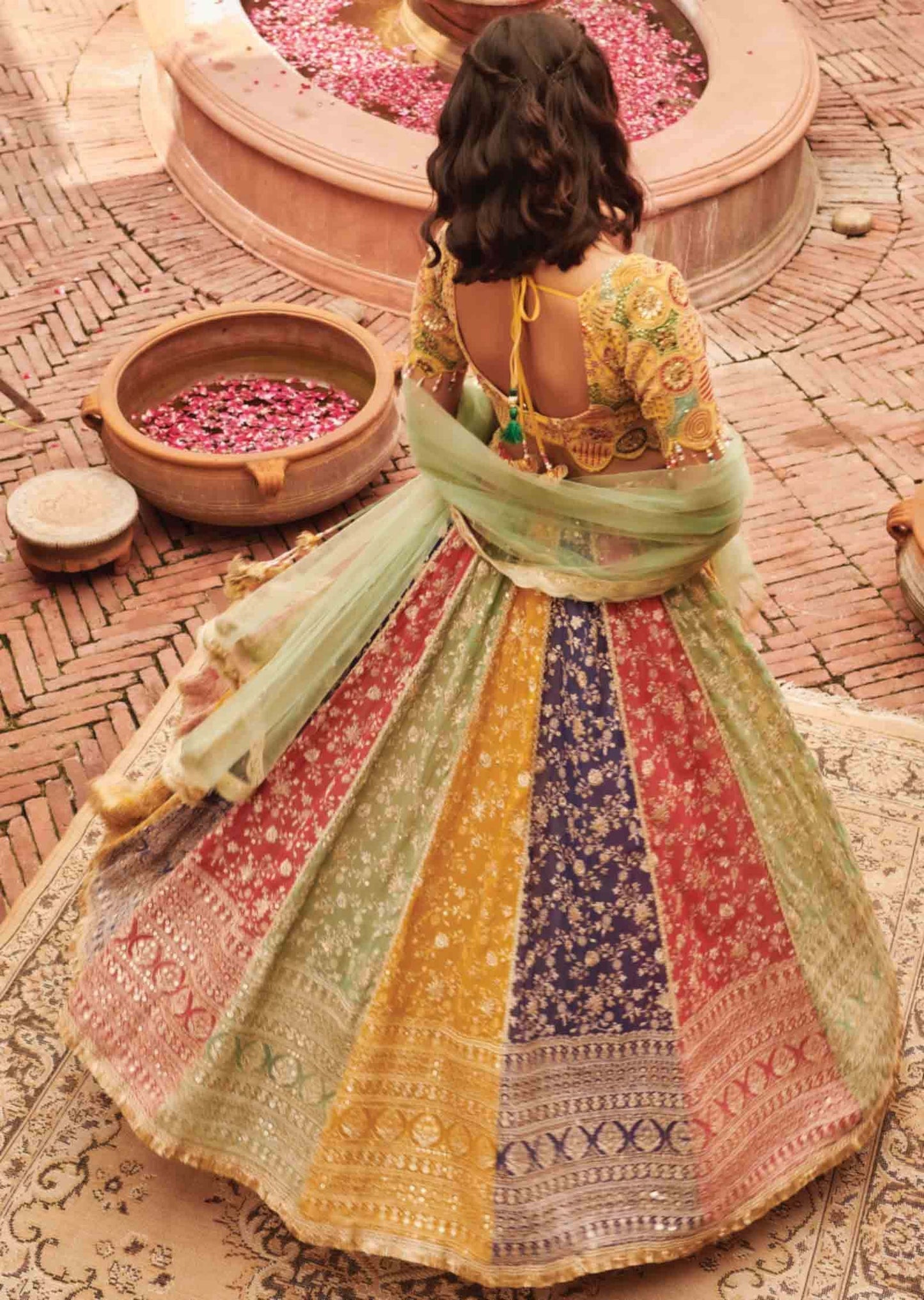 Multi Georgette Embroidered lehenga