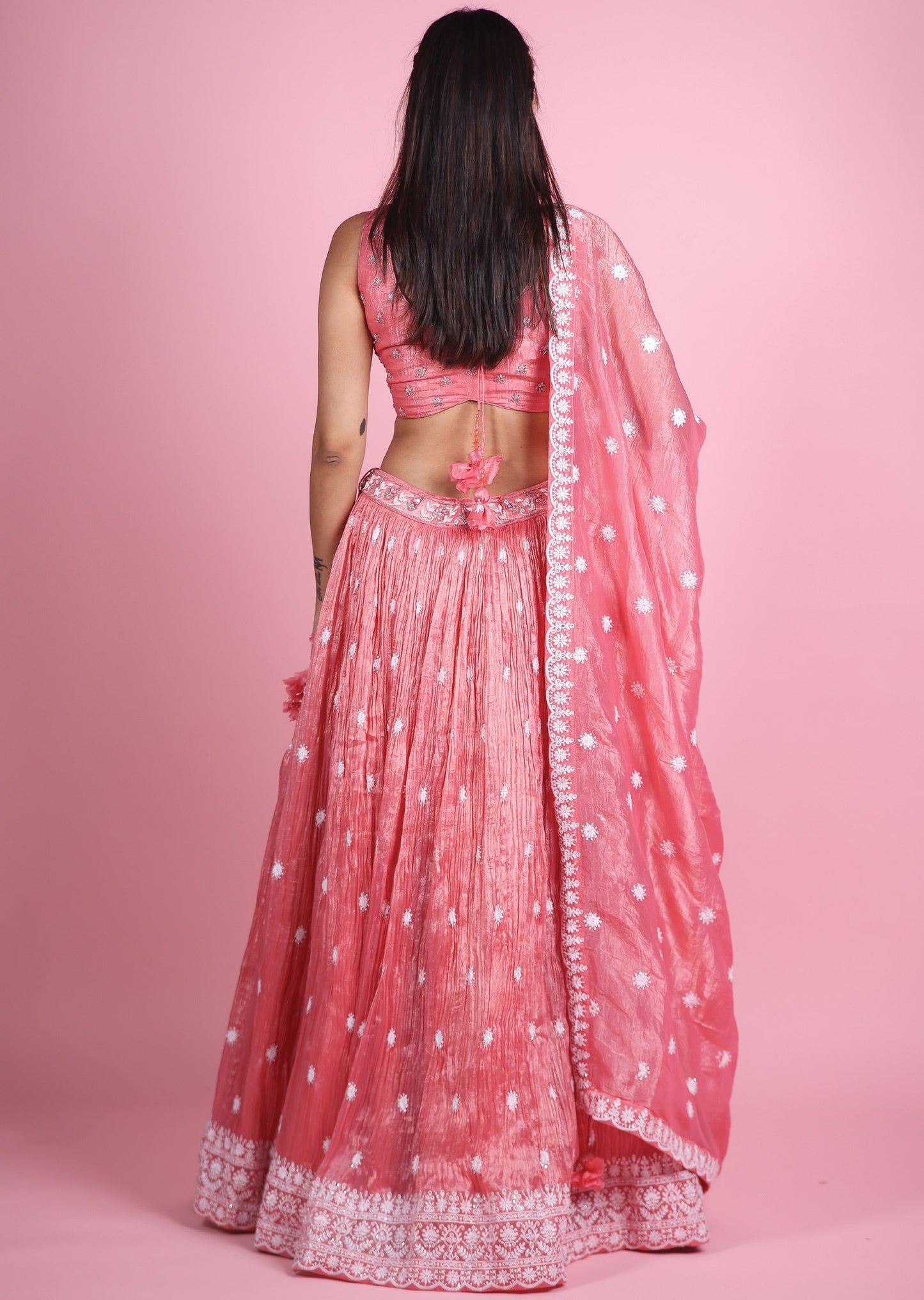 Pink Organza Lehenga Set