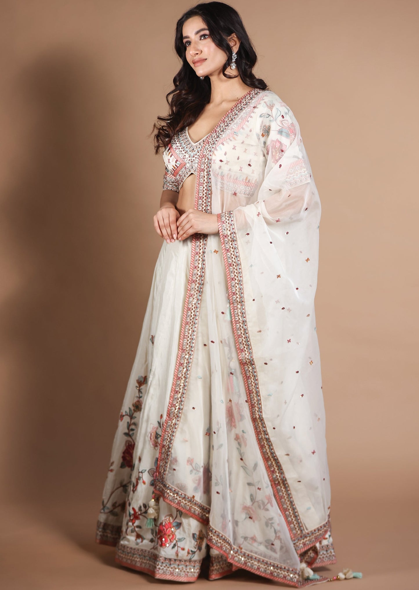 Cream Silk Lehenga