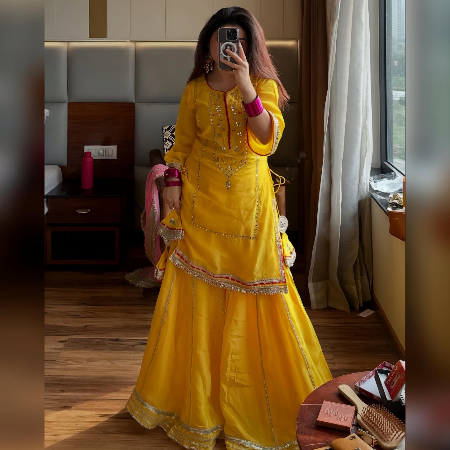 VRATIKLA NEON YELLOW COLOUR SHARARA SUIT